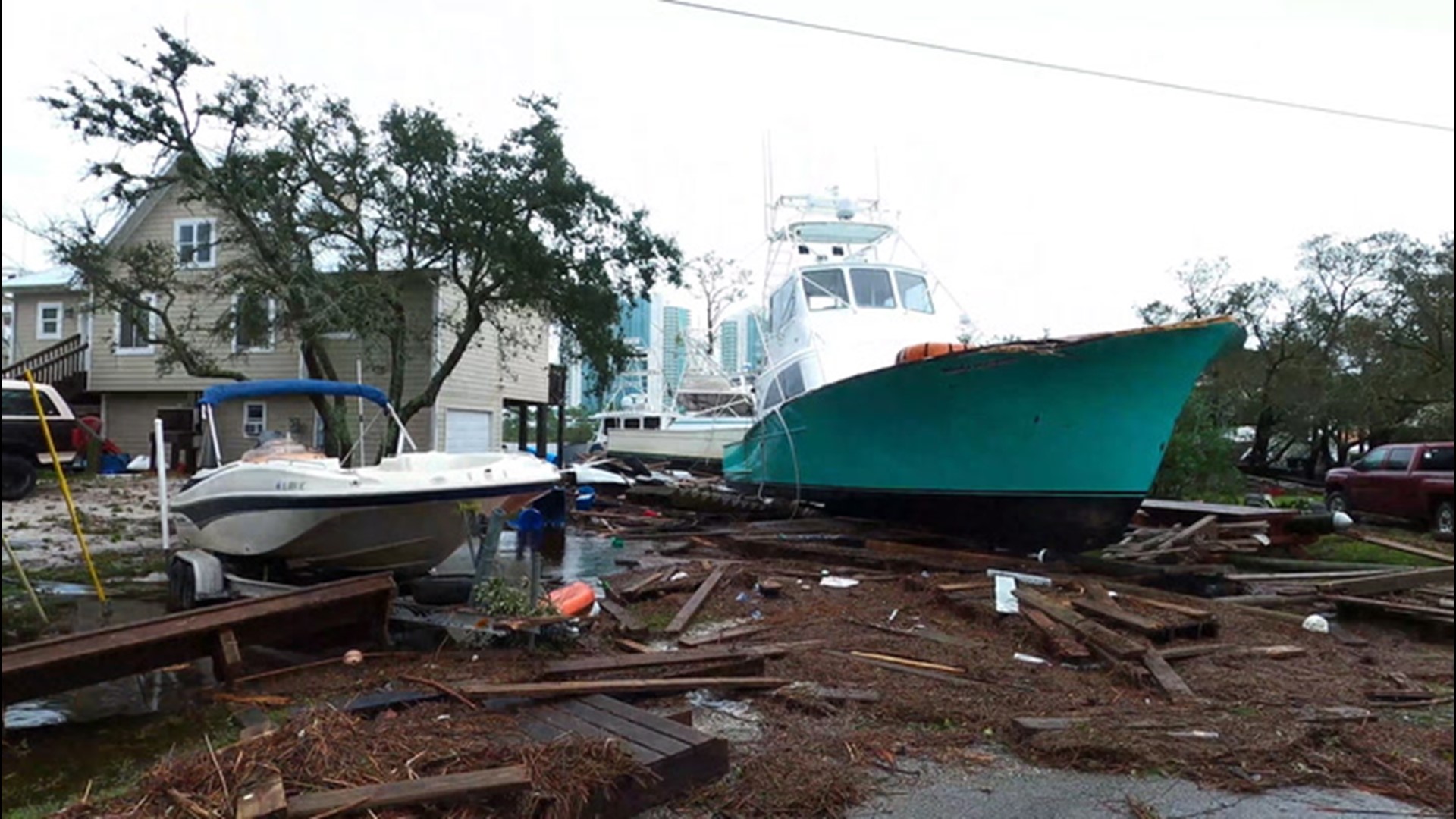 Orange Beach, Alabama, suffered massive damage on Sept. 16 as Hurricane Sally tore through the city, flooding streets and flinging debris everywhere.