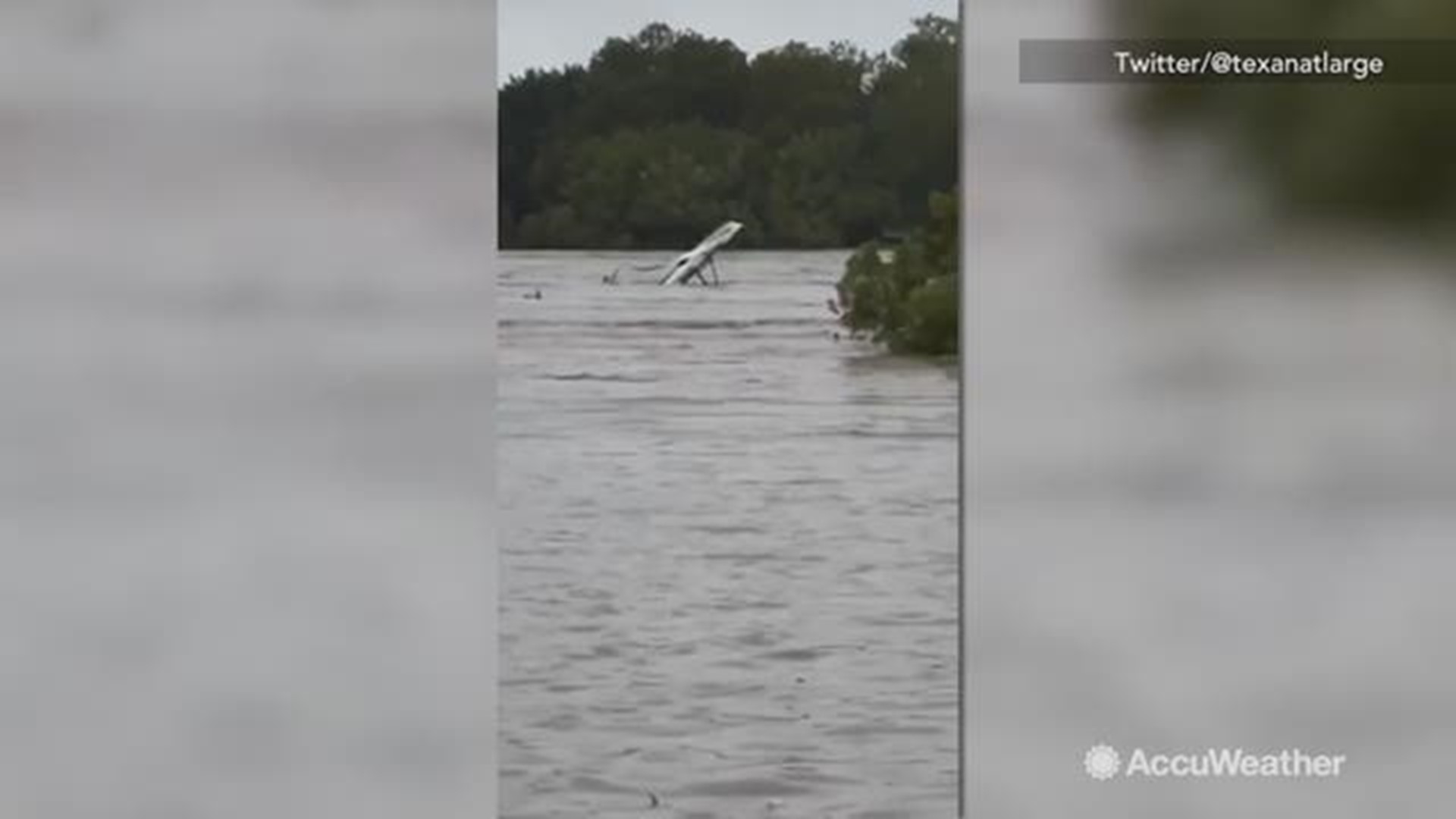 Lake Marble Falls flooded after heavy rainfall across Texas, carrying this massive debris pile.