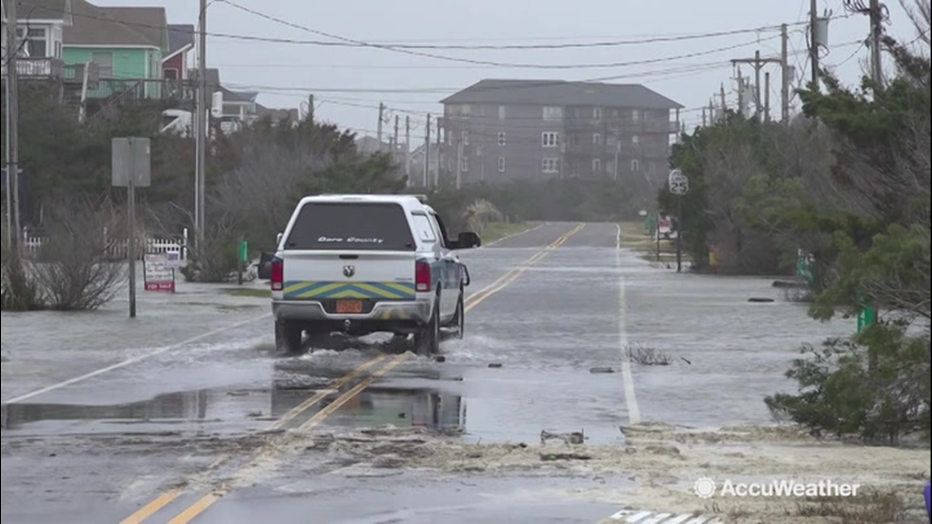 Strong winds, heavy rain and coastal flooding all happening as an unnamed coastal storm strengthens into Sunday near the Outer Banks of North Carolina. Dunes have been overtopped and neighborhoods have flooded. Highway 12 closing at 5 p.m. Saturday as conditions worsen.