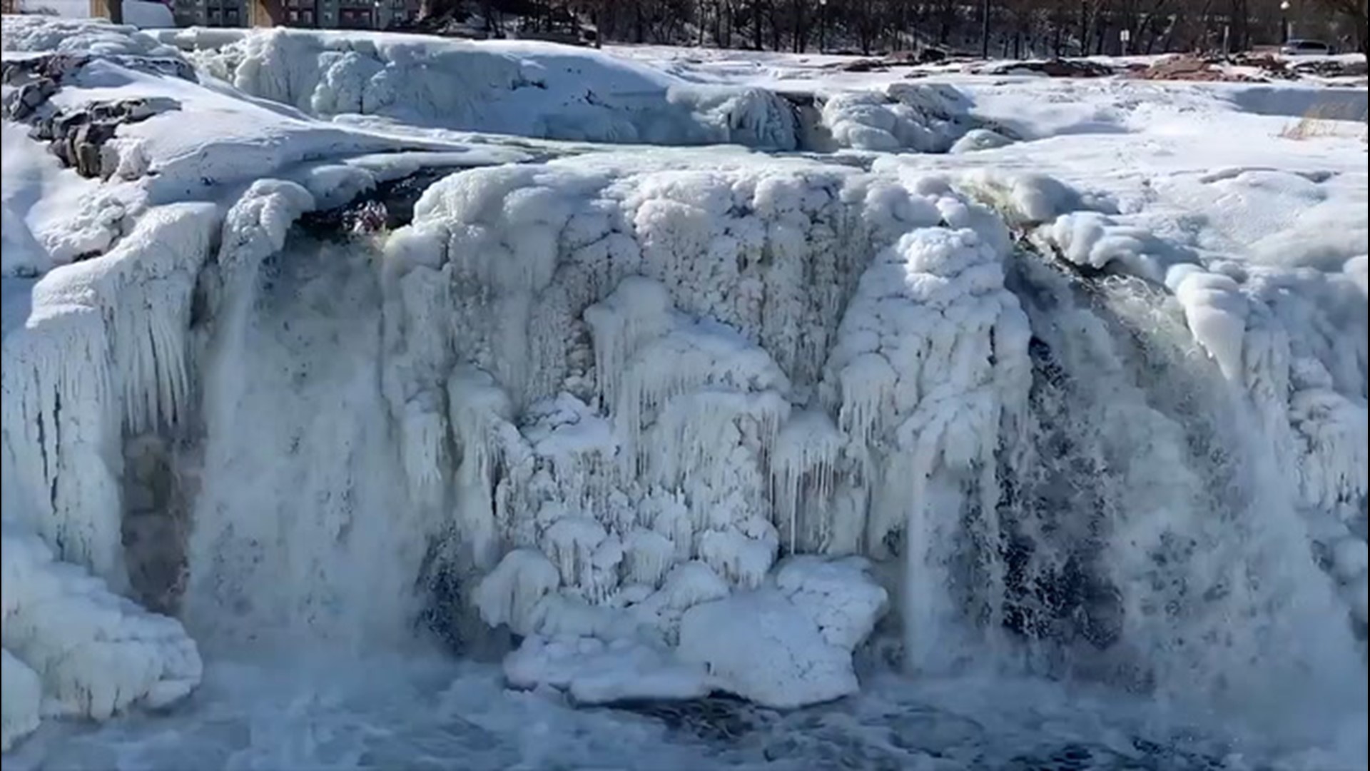 It's so cold in South Dakota, this waterfall froze
