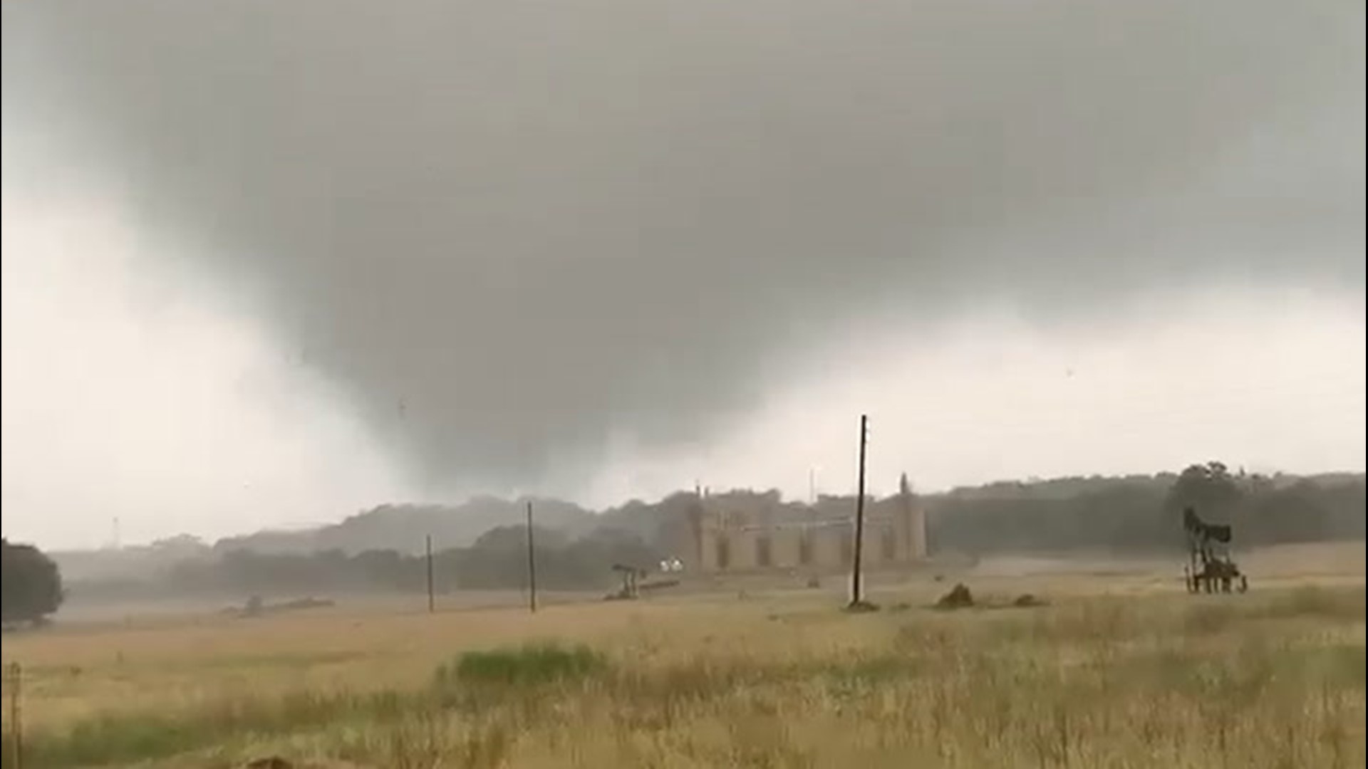 This tornado was spotted off I-86 near Luling, Texas, on May 12. The filmer believes those are cows flying around in the funnel.