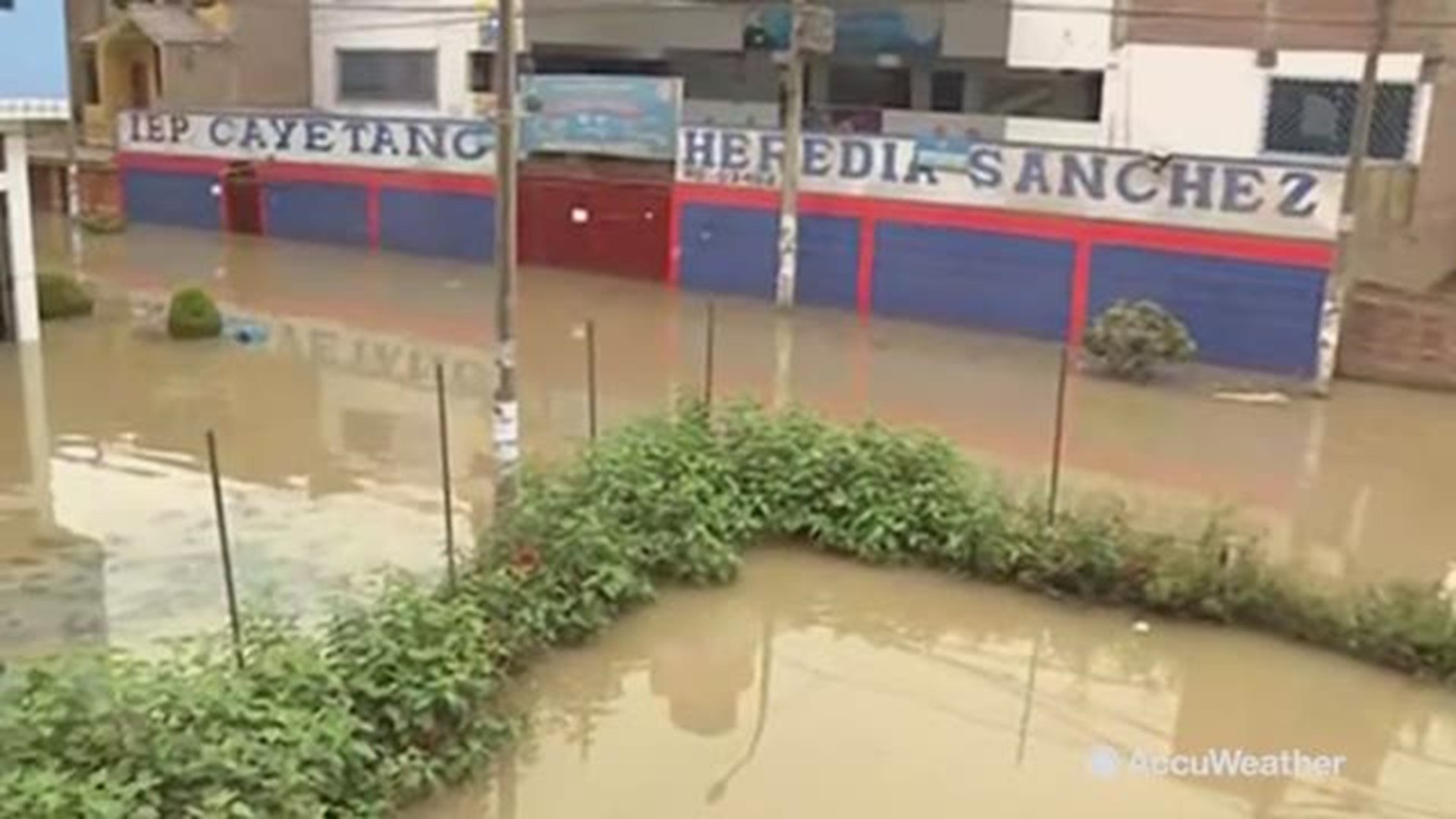 Parts of Lima, Peru, were under water on Jan. 14, after a sewage line broke, flooding parts of the city with several feet of water.