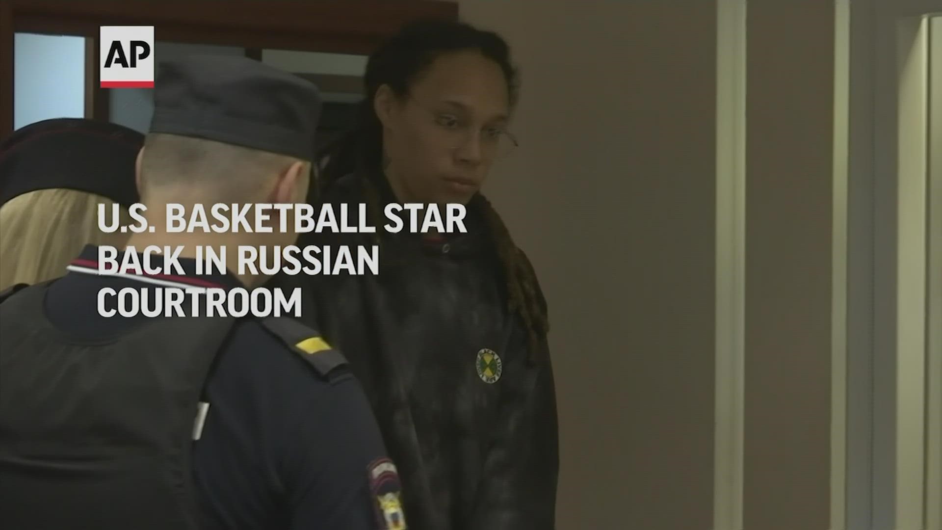 The U.S. basketball star returned to a Russian courtroom Tuesday for her drawn-out trial on drug charges that could bring her 10 years in prison if convicted.