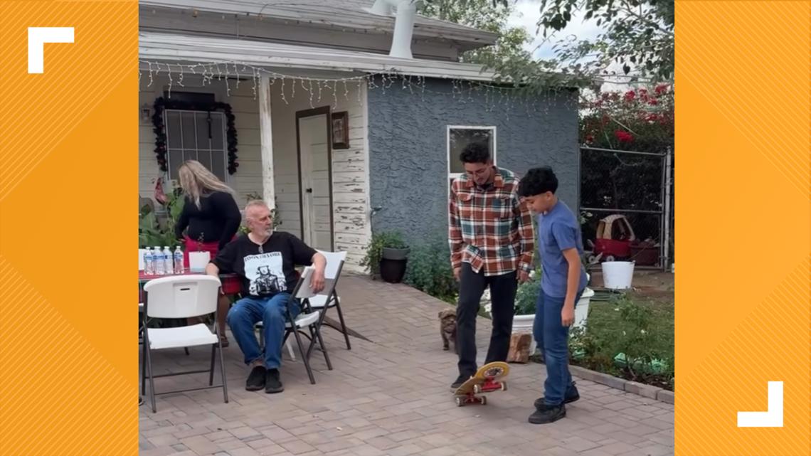 Cancer survivor in Arizona repays kindness from young boy with a new skateboard