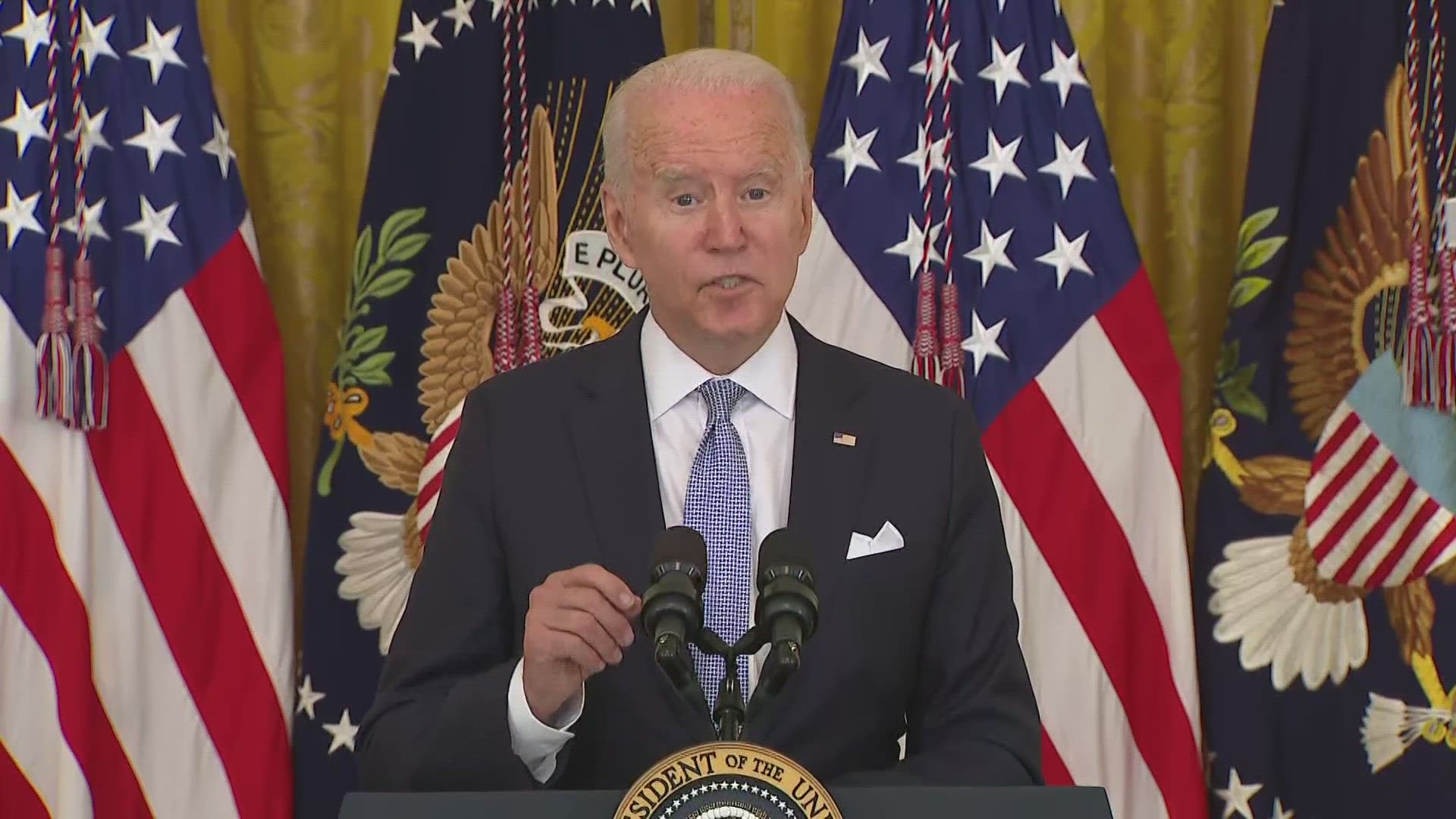 President Joe Biden addressed the nation Thursday, urging Americans to get vaccinated against the coronavirus.