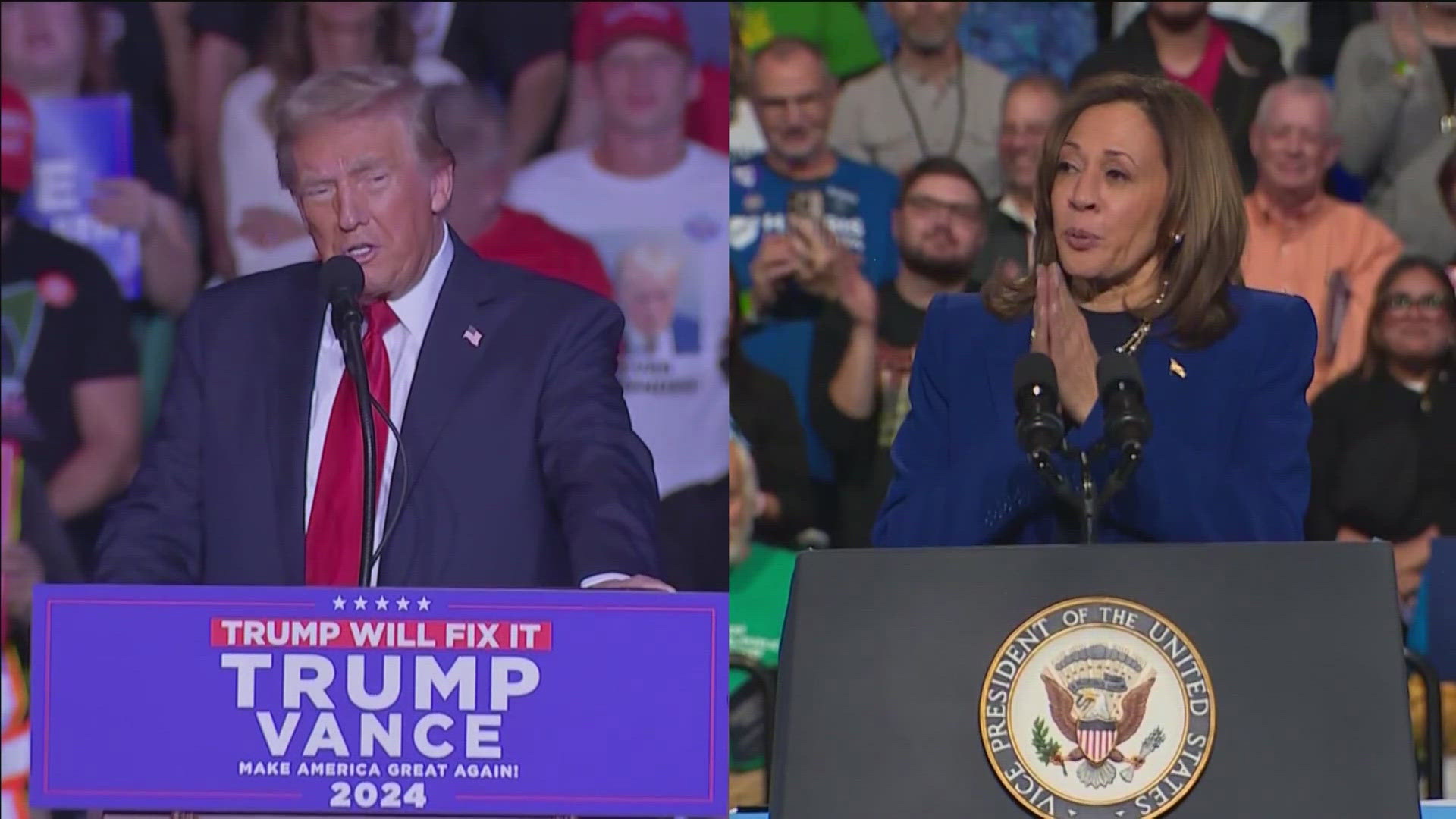 Vice President Kamala Harris and former President Donald Trump will host rallies within miles of one another in a final push for votes in Wisconsin's largest city.