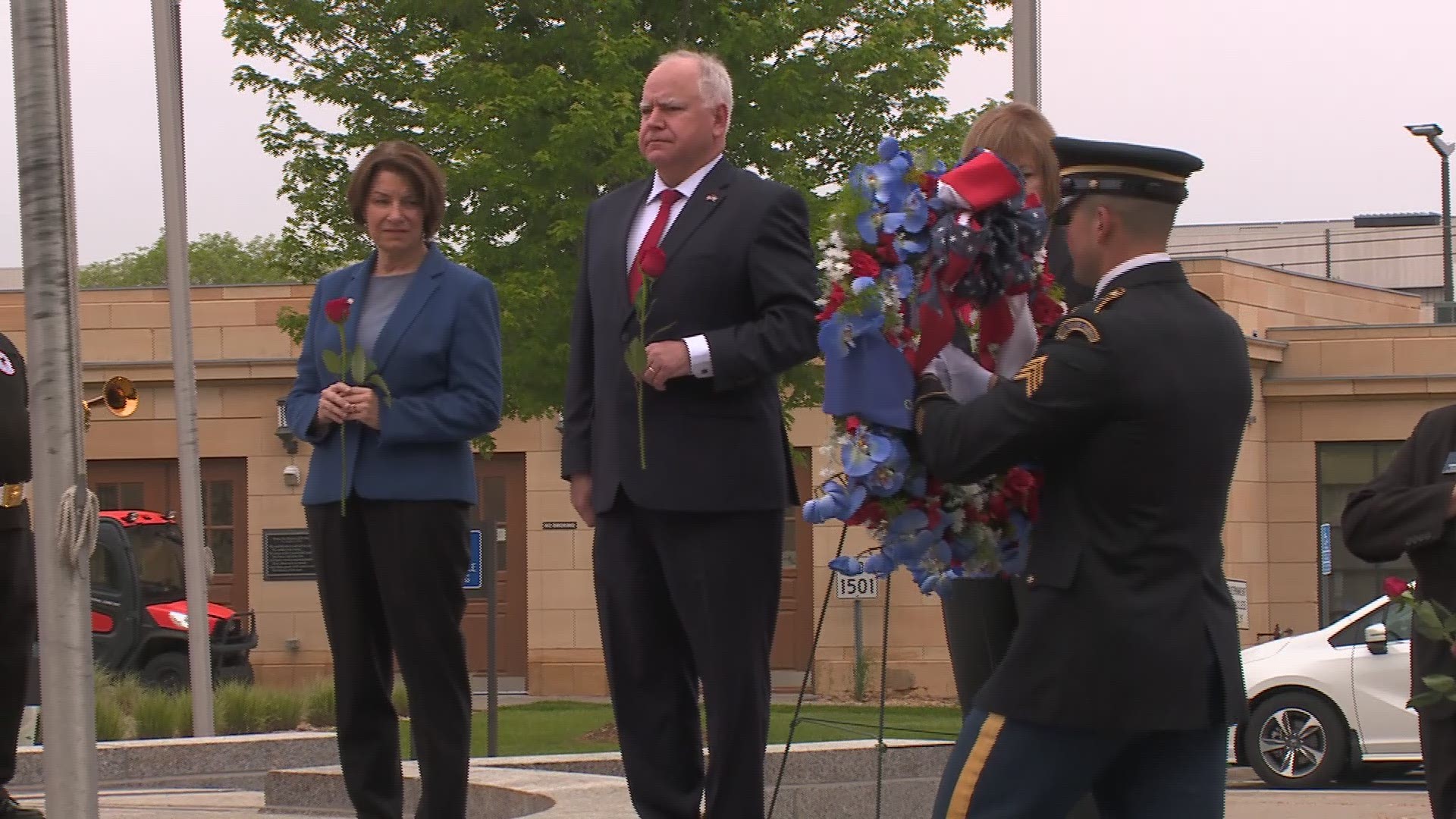 Minnesota Governor Tim Walz and U.S. Senators Amy Klobuchar and Tina Smith visited Fort Snelling for the annual Memorial Day wreath laying ceremony.