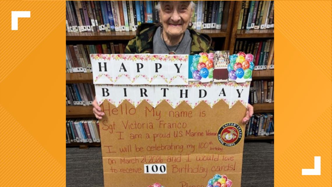 Texas veteran wishes for 100 birthday cards to mark her 100th birthday celebration