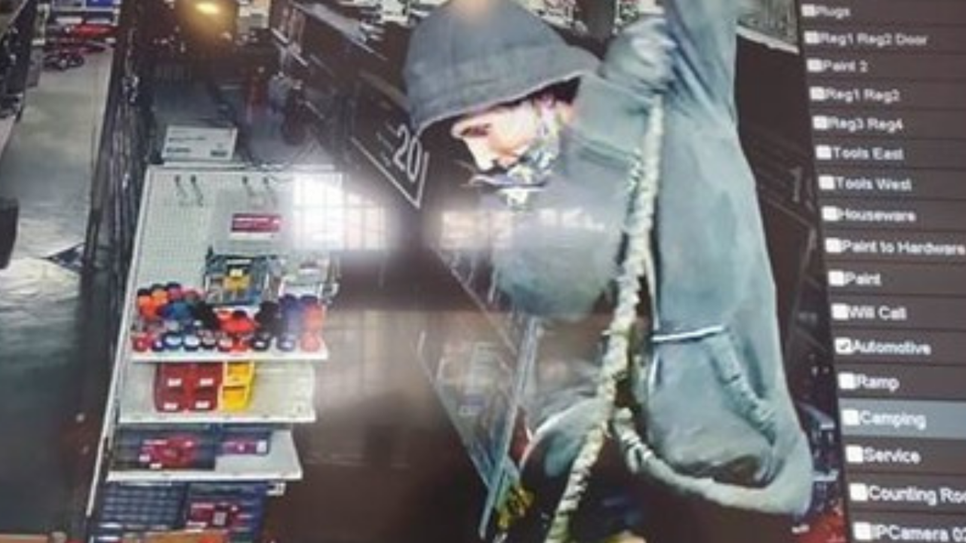 Two men rappeled into the skylight of a hardware store in the Pearl and stole some expensive hardware.