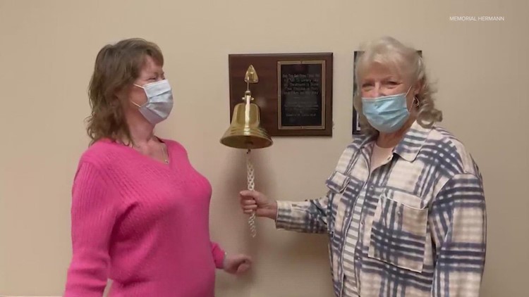 Longtime friends ring bell together, marking end of cancer treatment