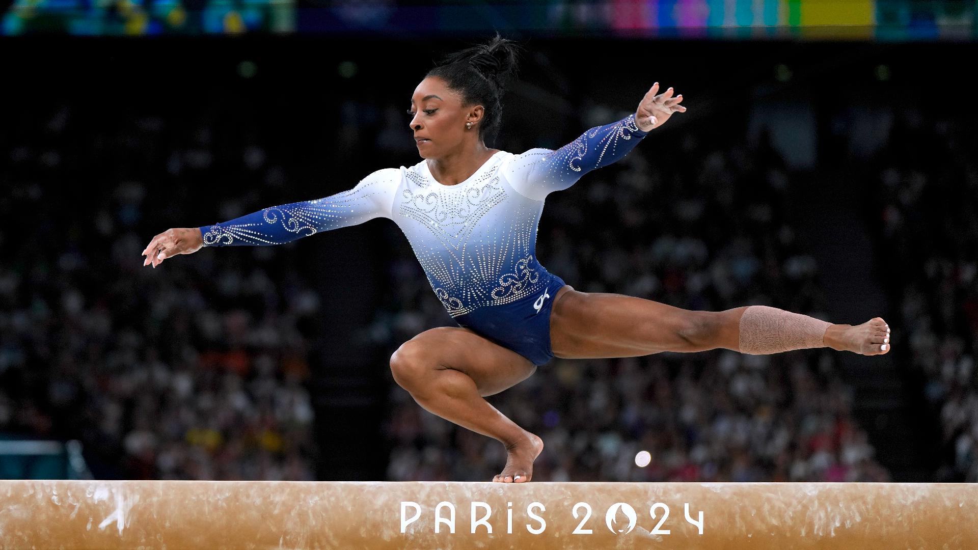 Simone Biles and Suni Lee competed in the balance beam finals on Monday, Aug. 5, 2024, at the 2024 Paris Olympics.