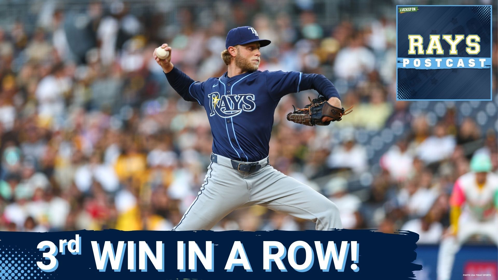 The Tampa Bay Rays win their 3rd game in a row defeating the San Diego Padres 1-0.