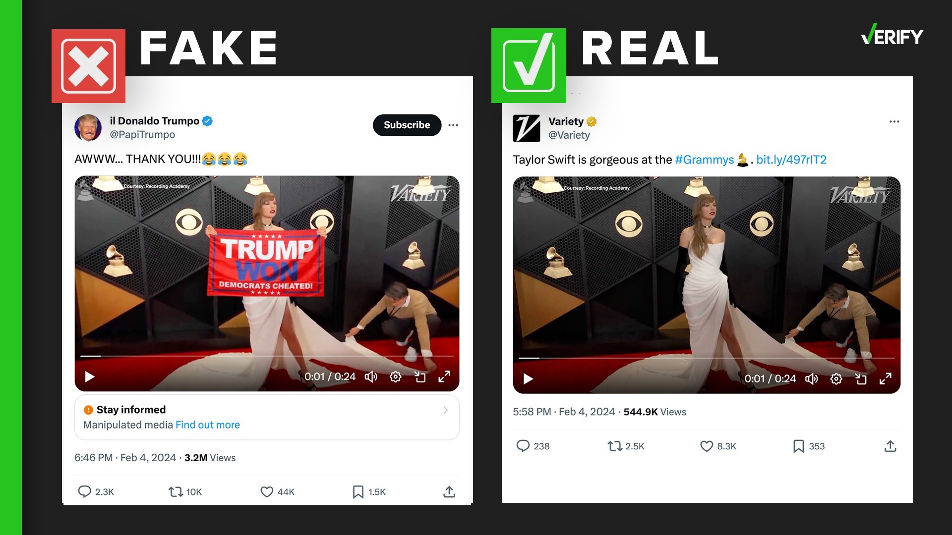 Viral video of Taylor Swift holding ‘Trump won’ flag is fake | 13wmaz.com