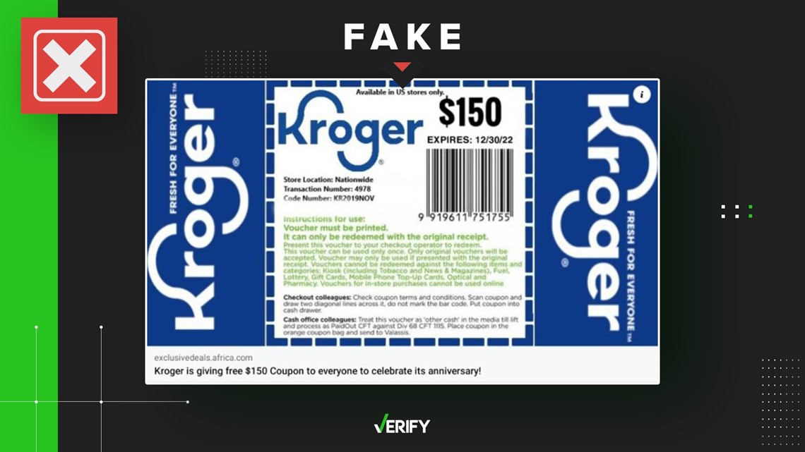 Fake 150 Kroger anniversary coupon is a scam