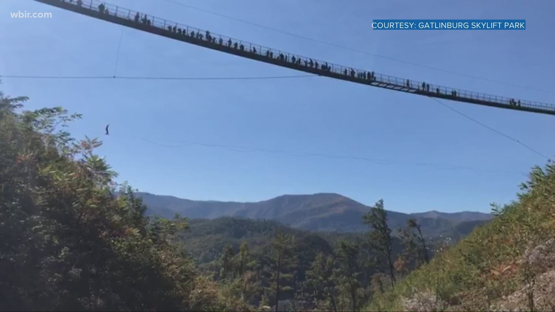 The SkyLift in Gatlinburg hosted the SkyWalk, where people walked across the video on a thin, nylon rope.