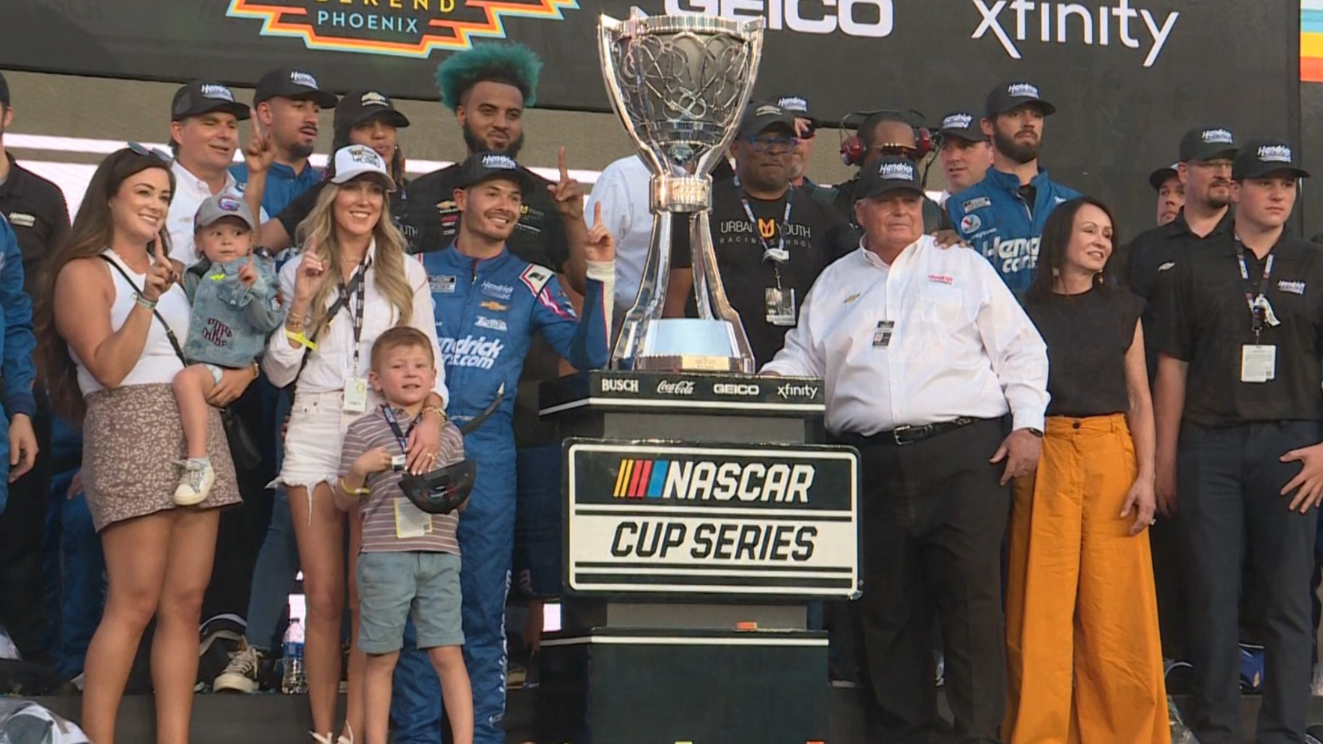 WCNC Charlotte's Ashley Stroehlein talks with Kyle Larson after he capped off the NASCAR season with a title in Phoenix.