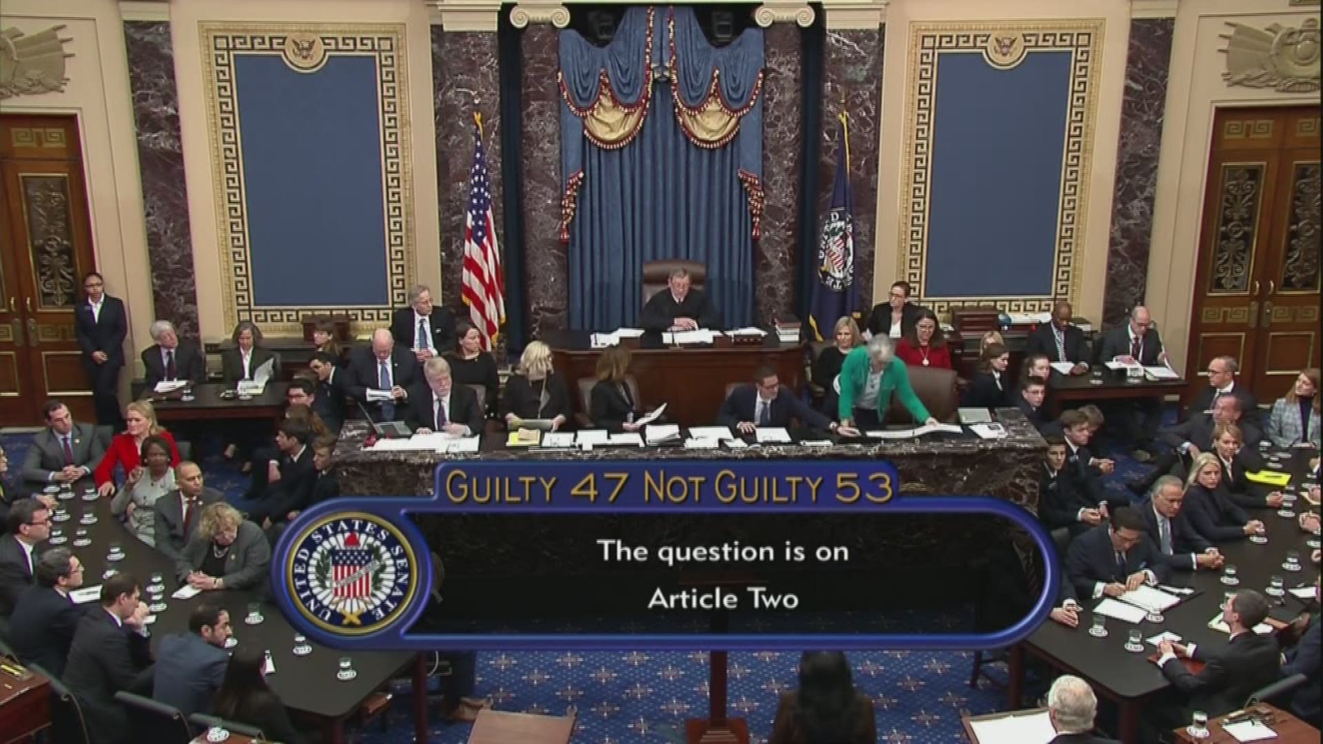 The Senate voted 53-47 to acquit President Donald Trump on the second impeachment charge, obstruction of Congress.