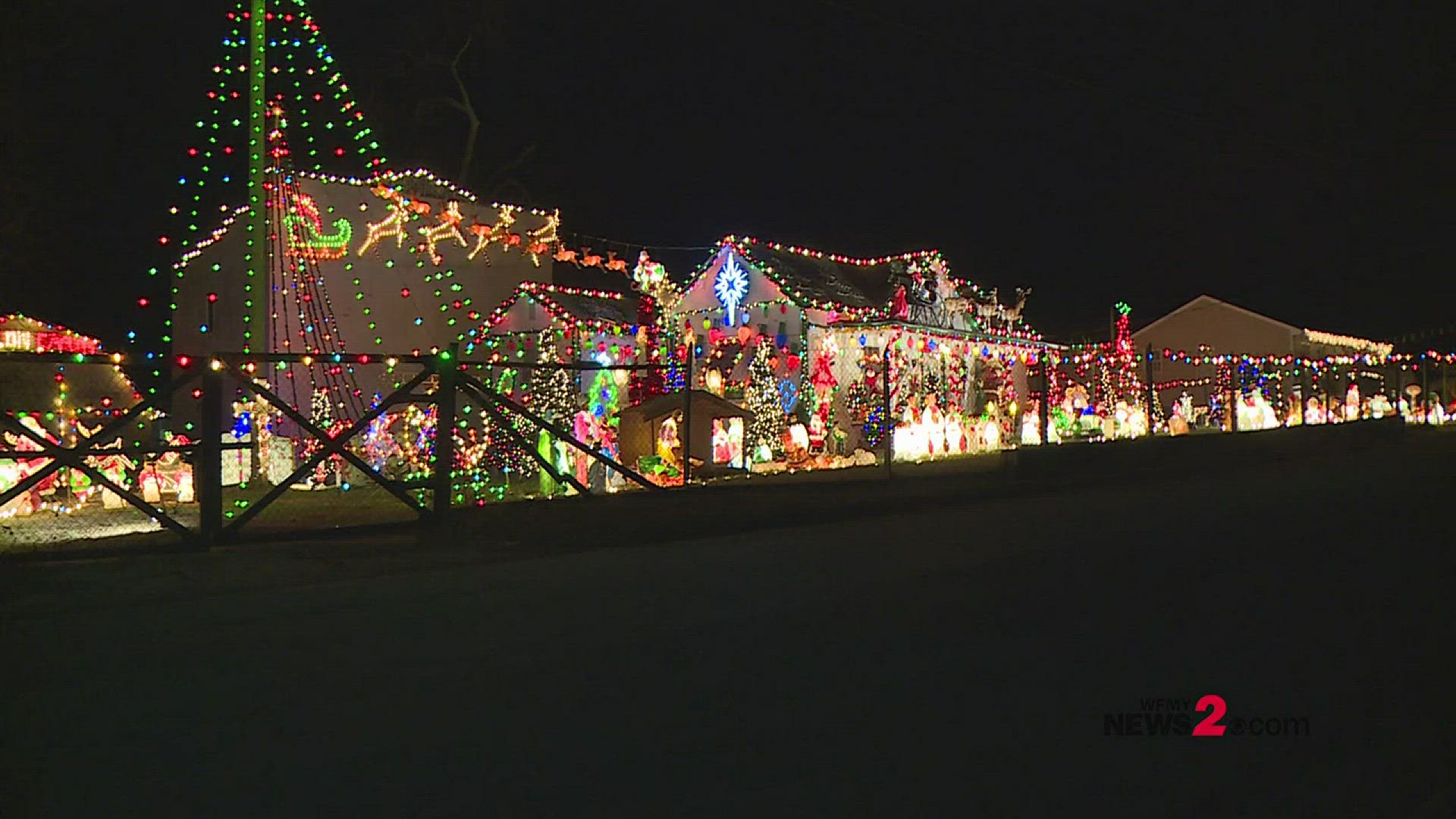 A house in Graham with a bunch of Christmas lights everywhere.