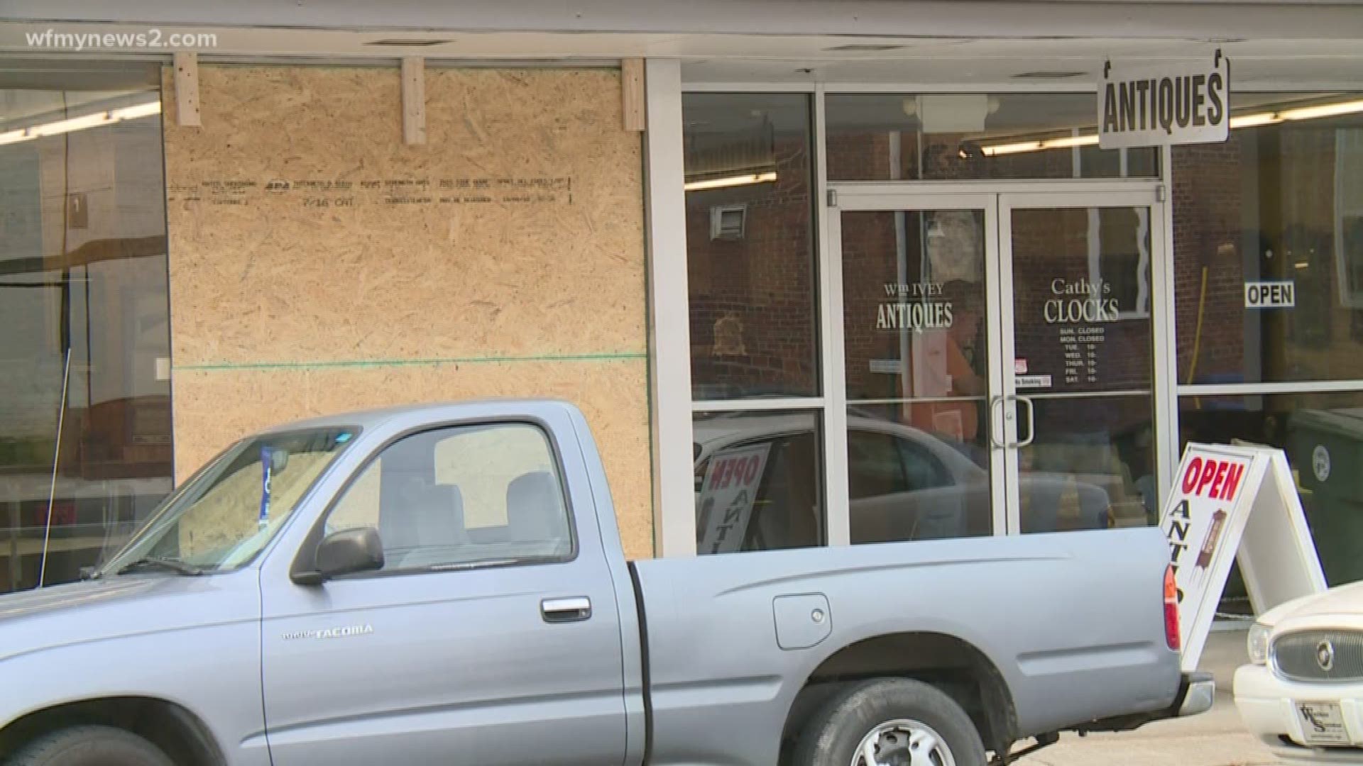 A deer crashes into an antique store in Asheboro causing some damage to some pottery.