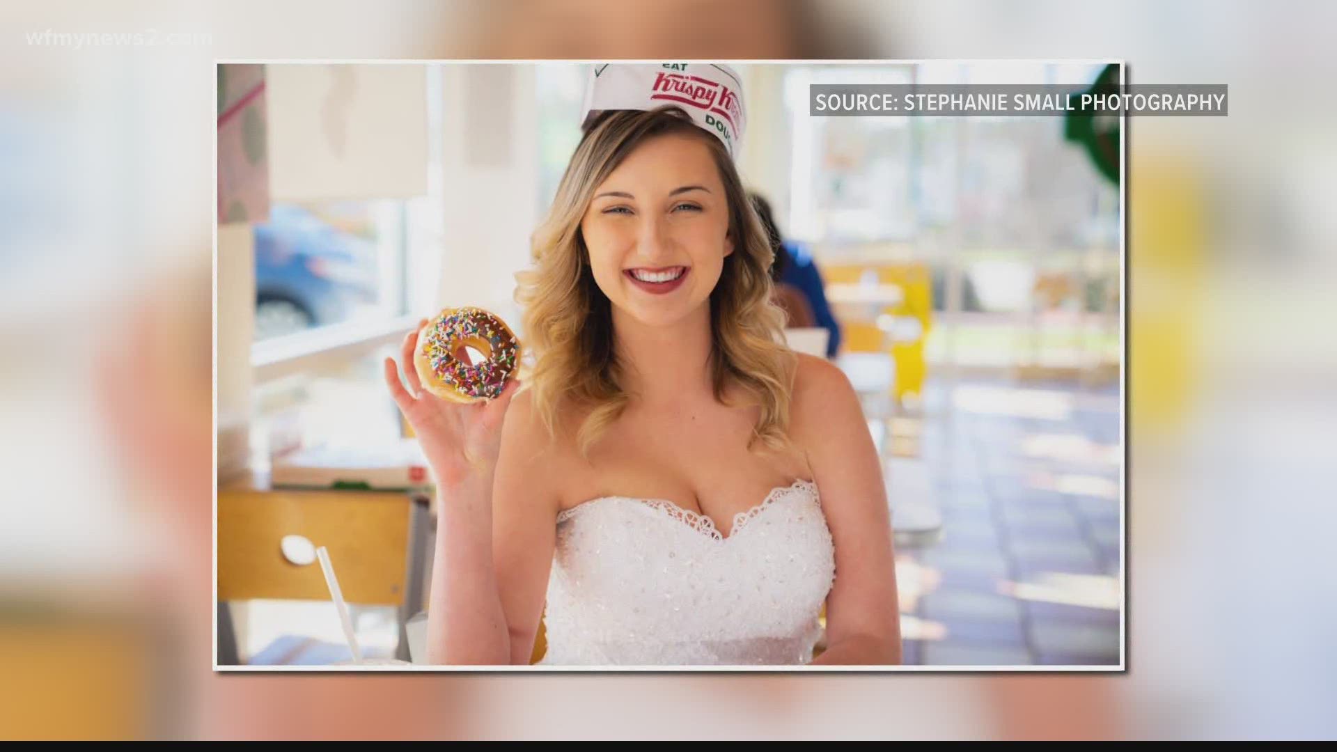 Brianna Howell loves donuts so much, she wanted her bridal shoot to be done at a Winston-Salem Krispy Kreme.
