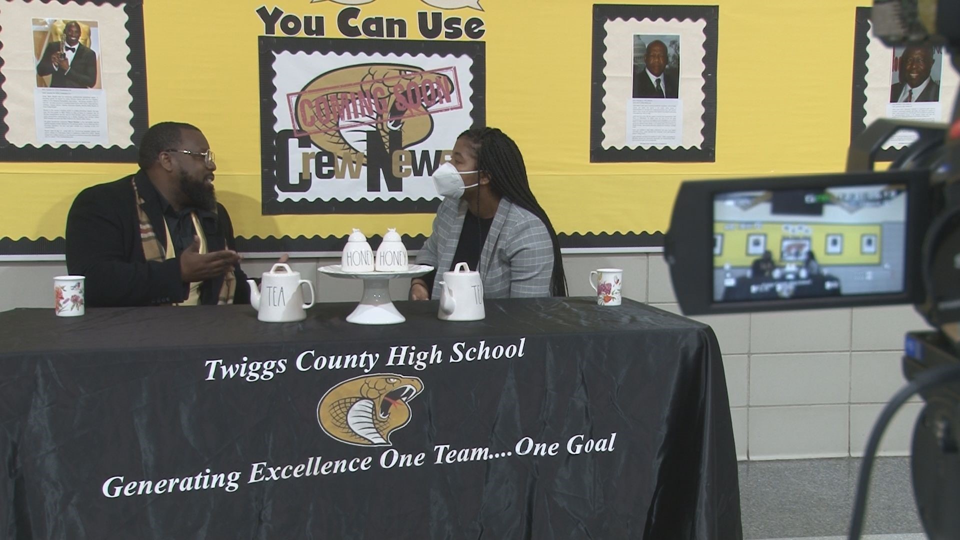 High school students meet weekly to put together a newscast titled Cobra Crew News