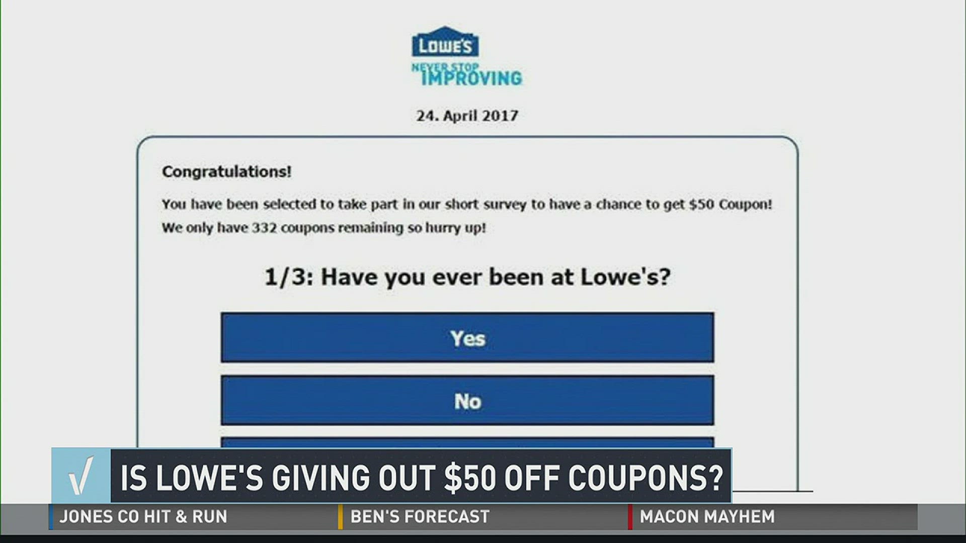 Verify: Is Lowe's giving out $50 off coupons?