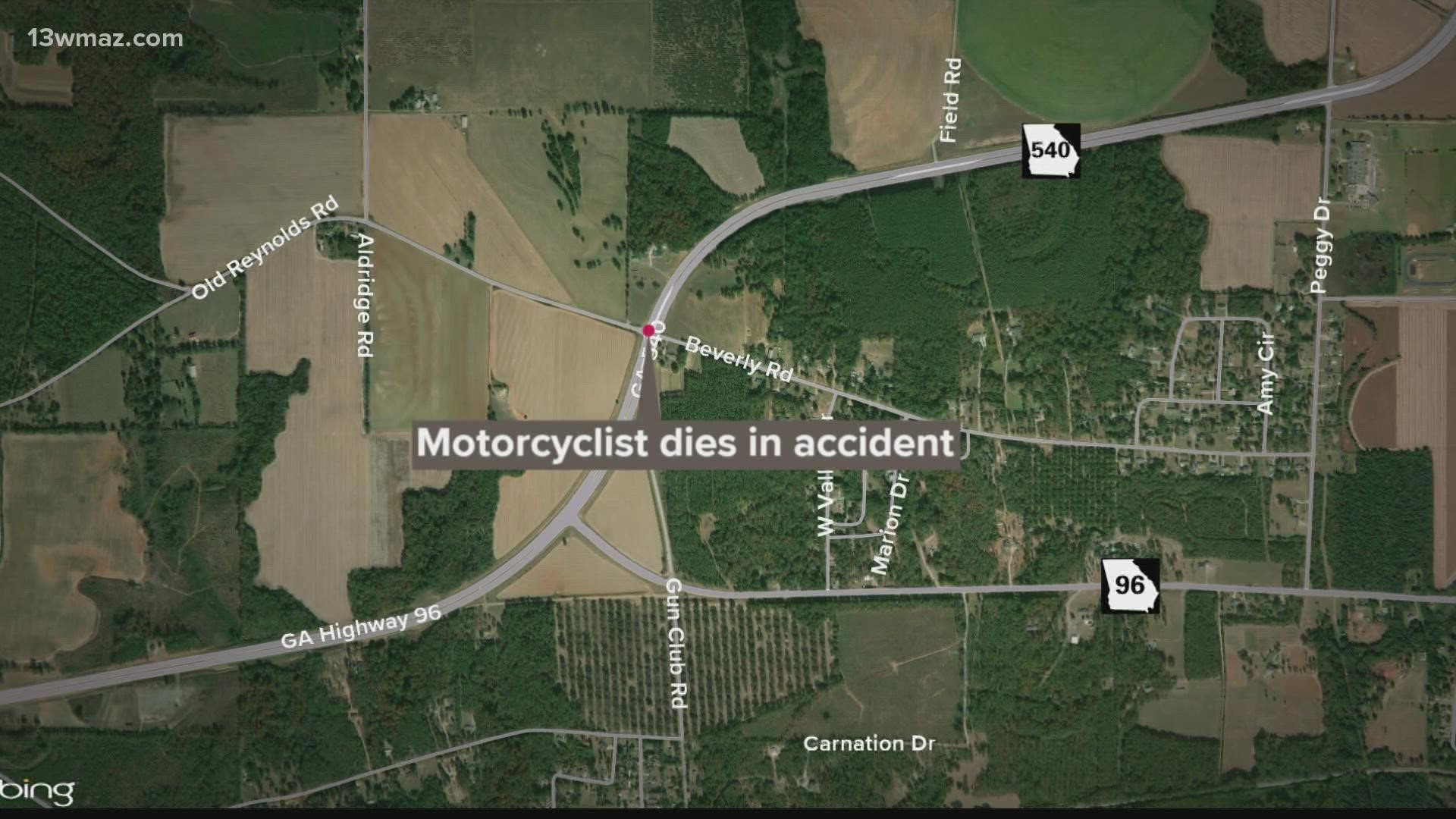 Georgia State Patrol says the driver and the motorcycle both hit a concrete drain in the median.