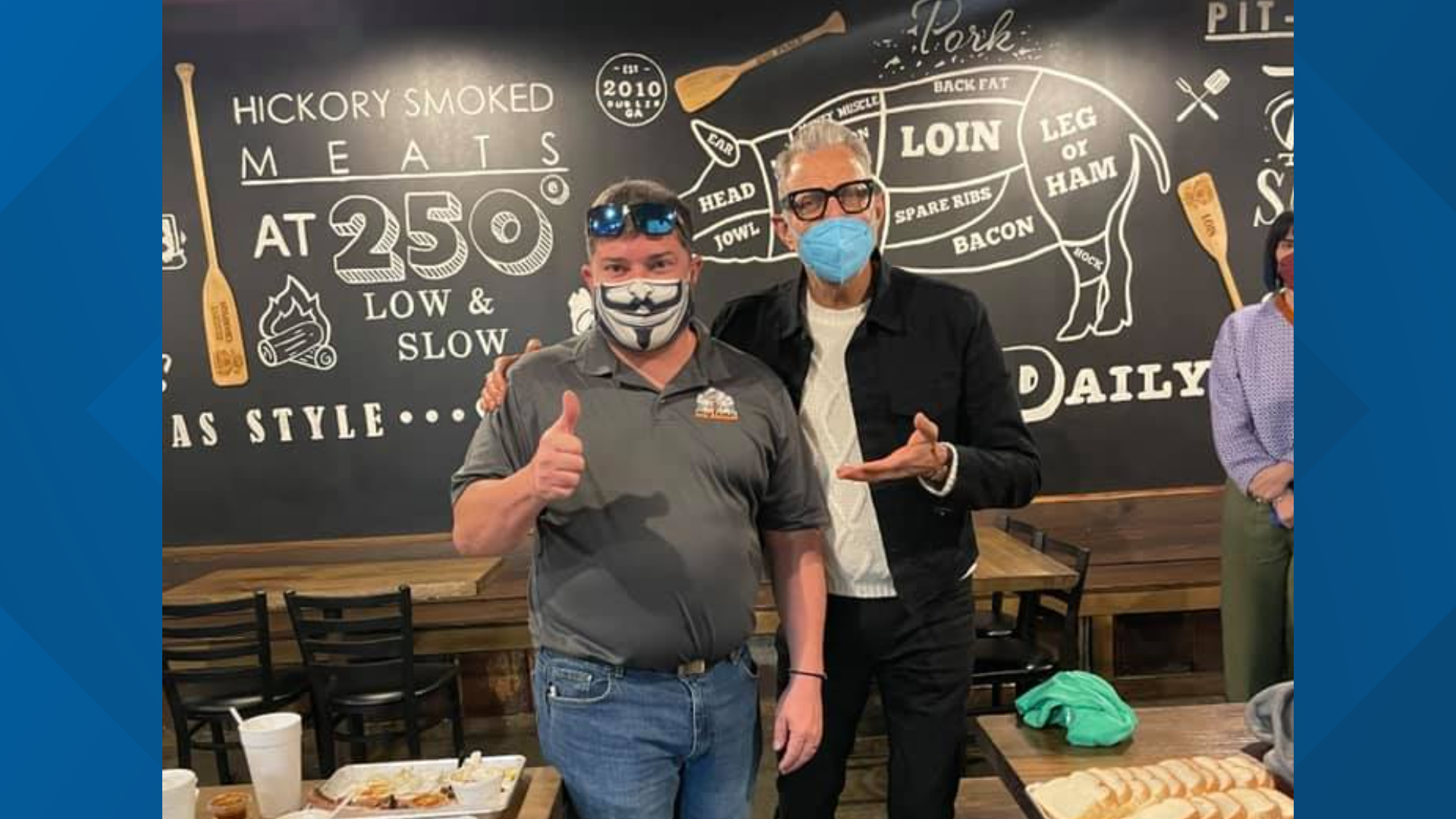 The owner of Holy Smokes BBQ says they closed down their dining room for the special visitor and his crew