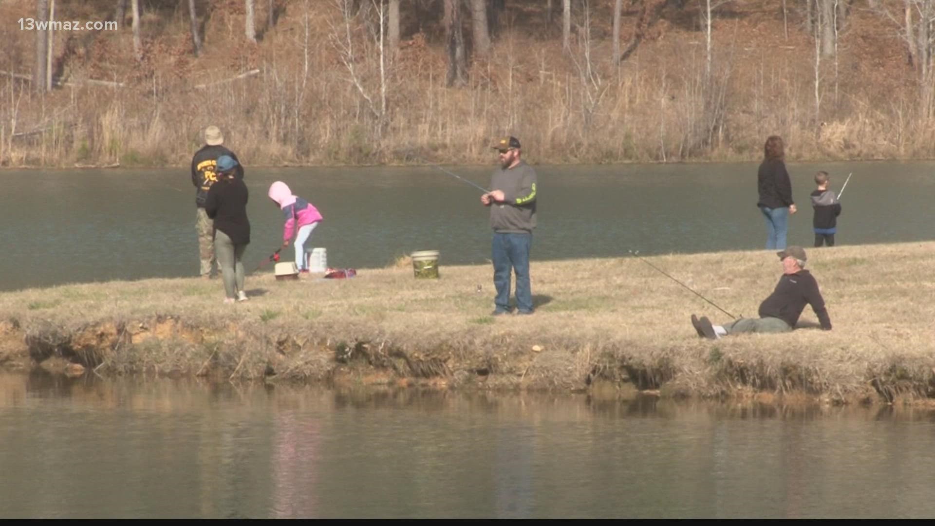 The pond was stocked with trout for kids ages 3-17.