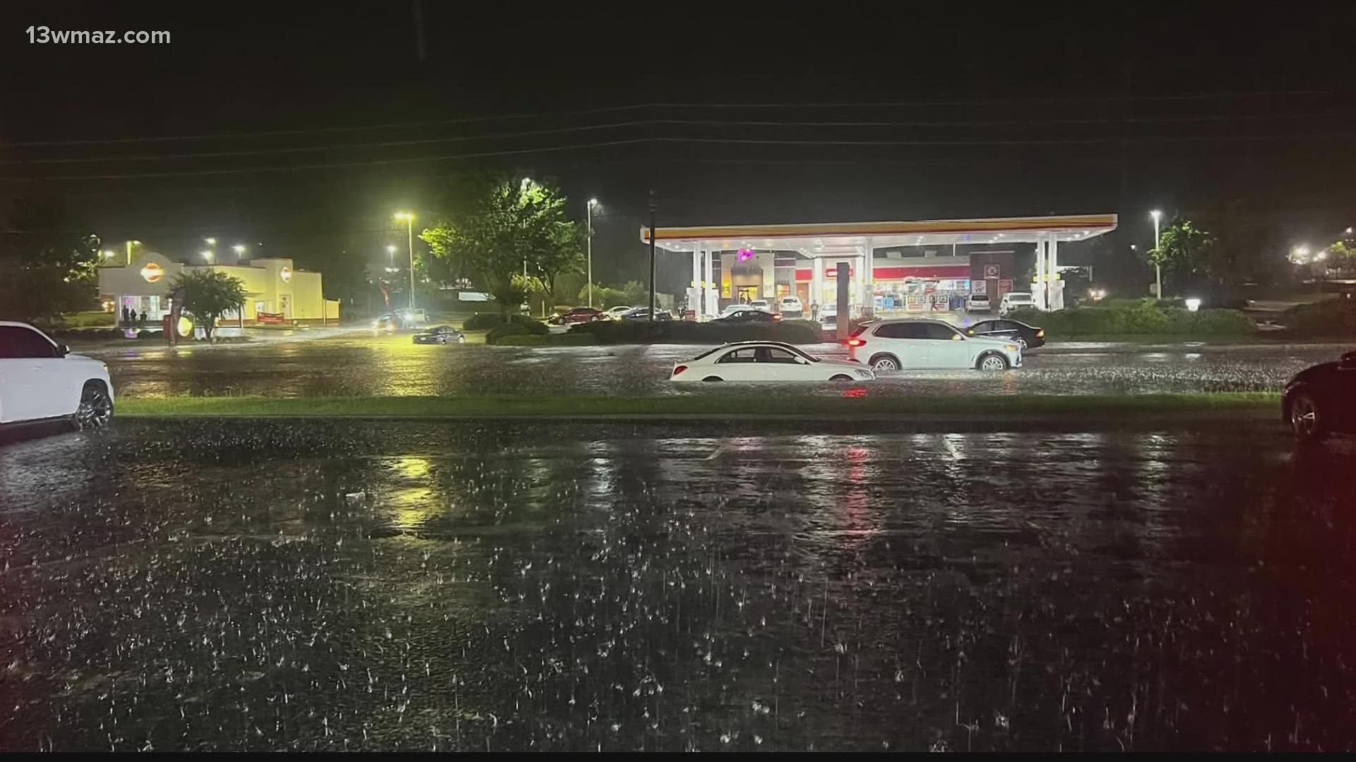 After heavy downpours Sunday evening some folks found themselves stranded by a flash flood on Zebulon Road.