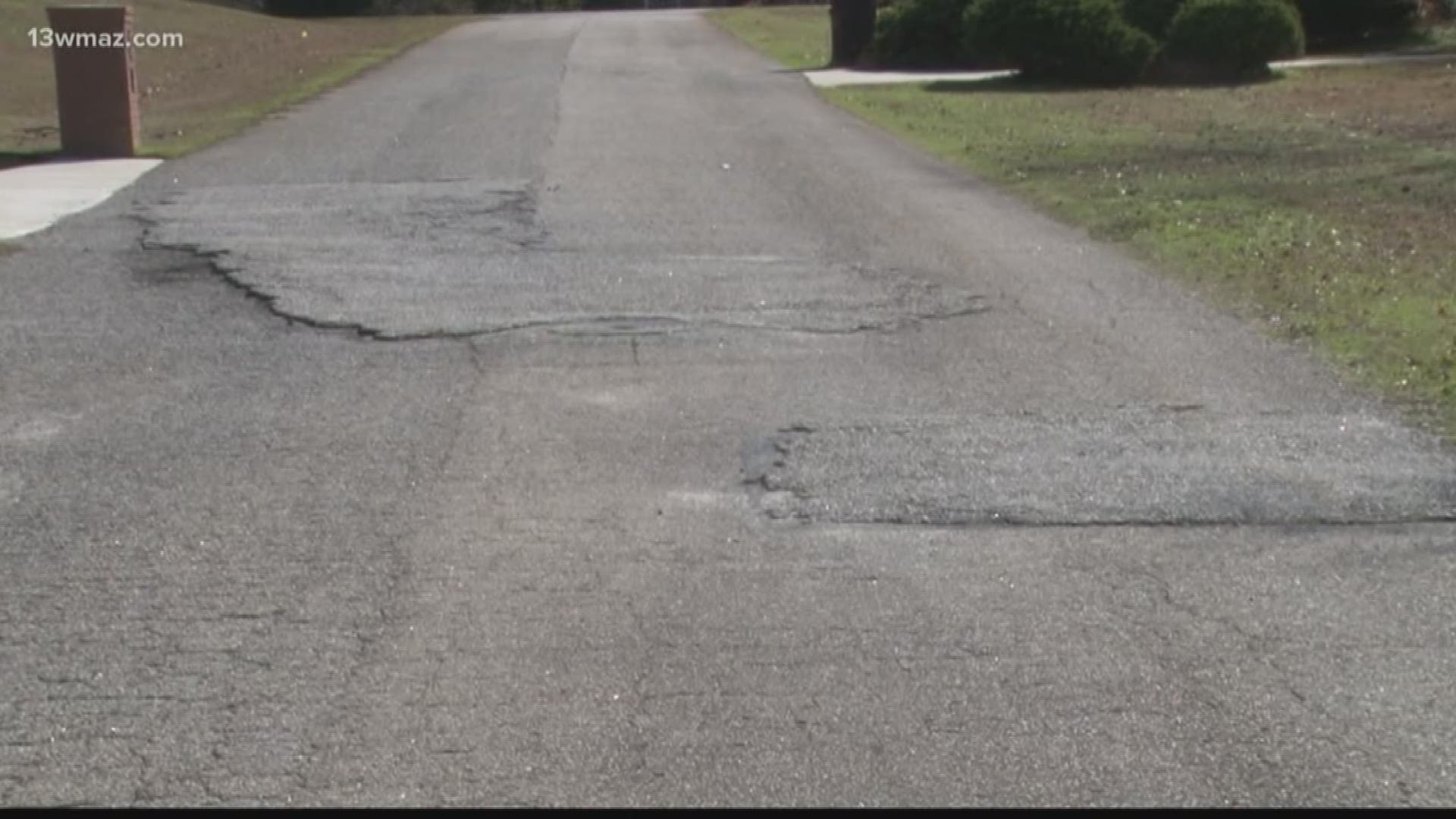 One Lizella man says potholes and patch over work on Waterwheel Court are making the road uneven, and it's driving neighbors crazy!