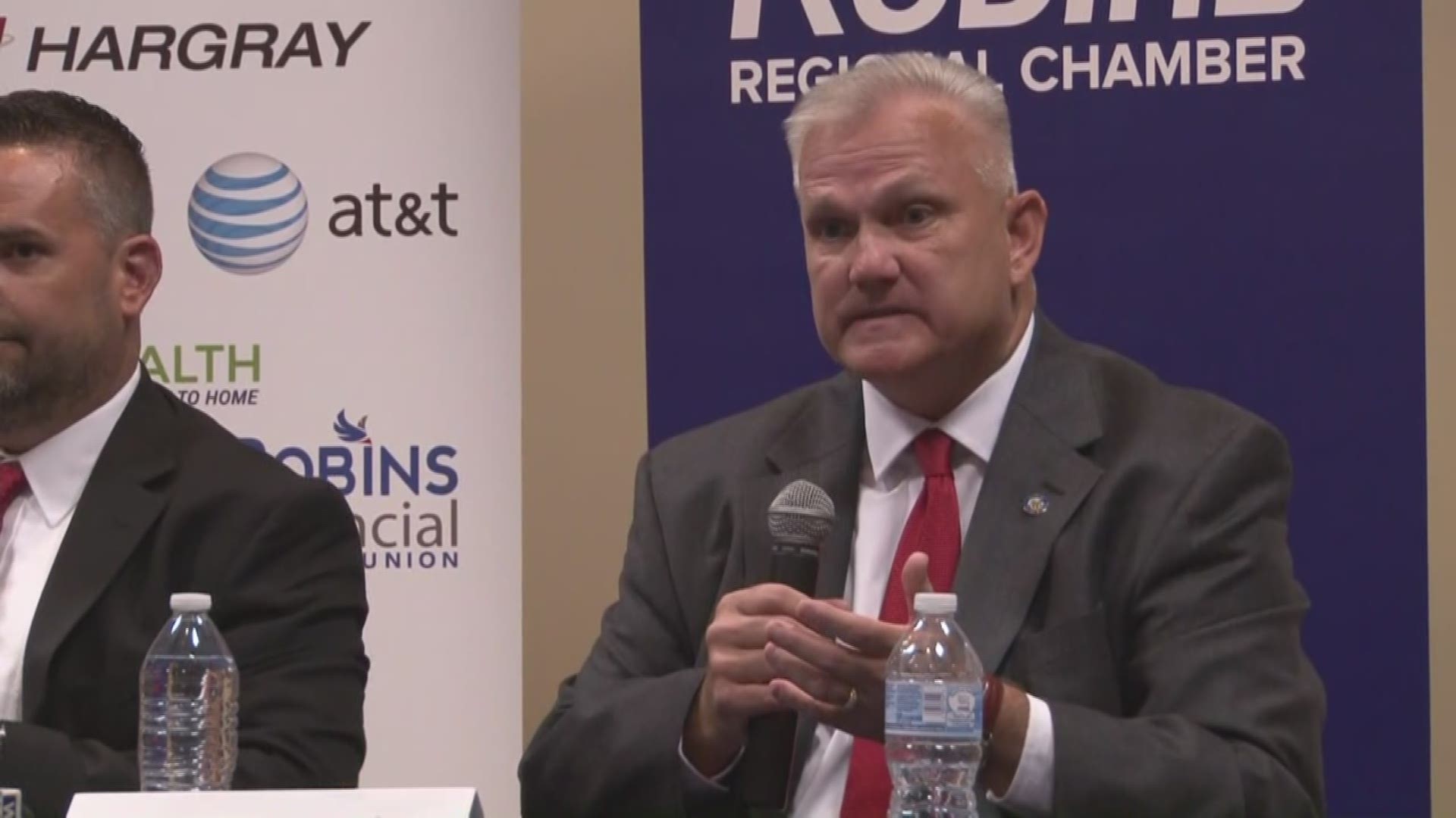 People in Warner Robins heard from city council candidates in a Robins Regional Chamber political forum held at the Central Georgia Technical College auditorium.