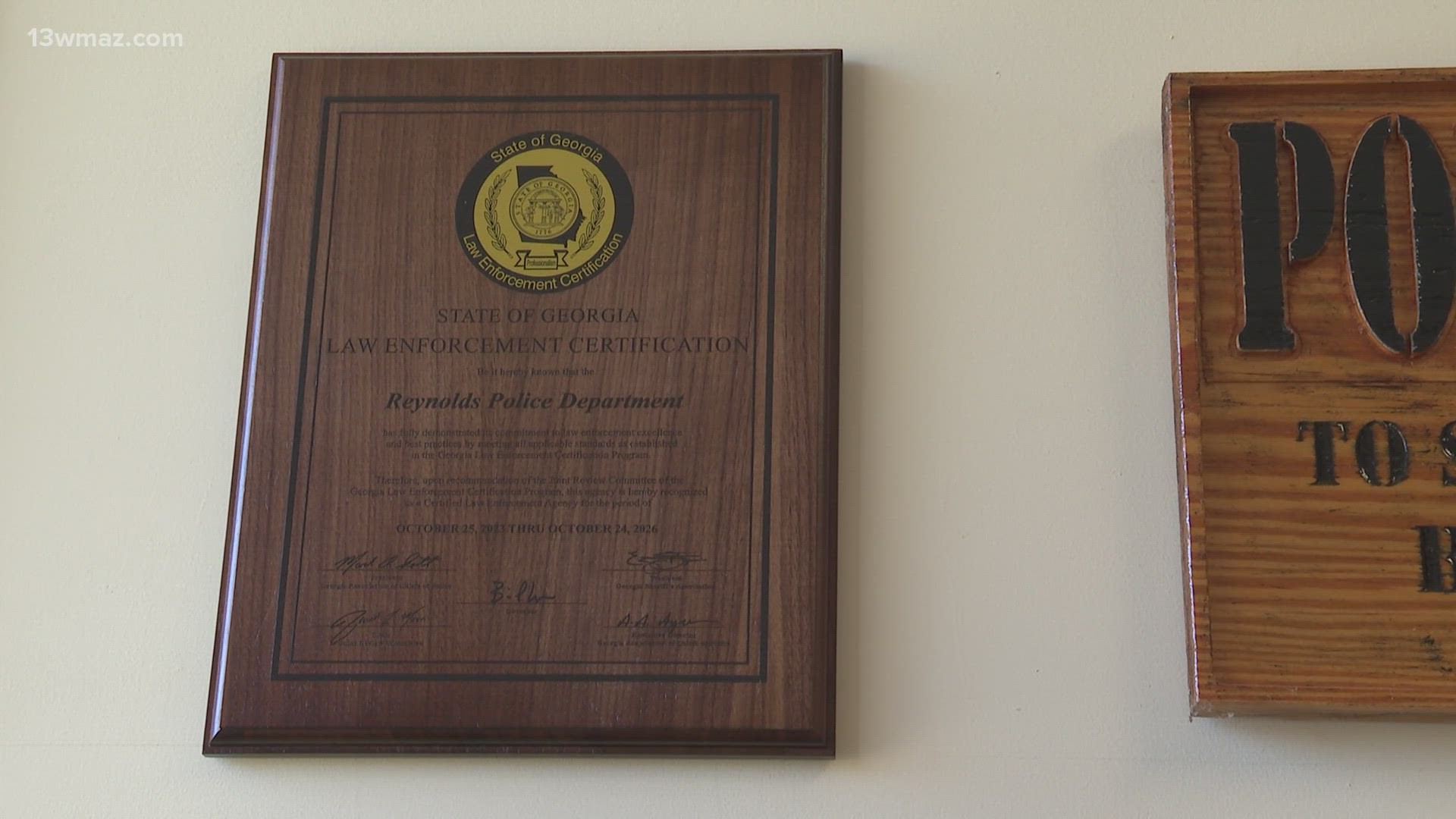 Reynolds Police Department joins the other 144 departments in earning state certification. Police Chief Lonnie J. Holder says it's been a goal the past 17 years.