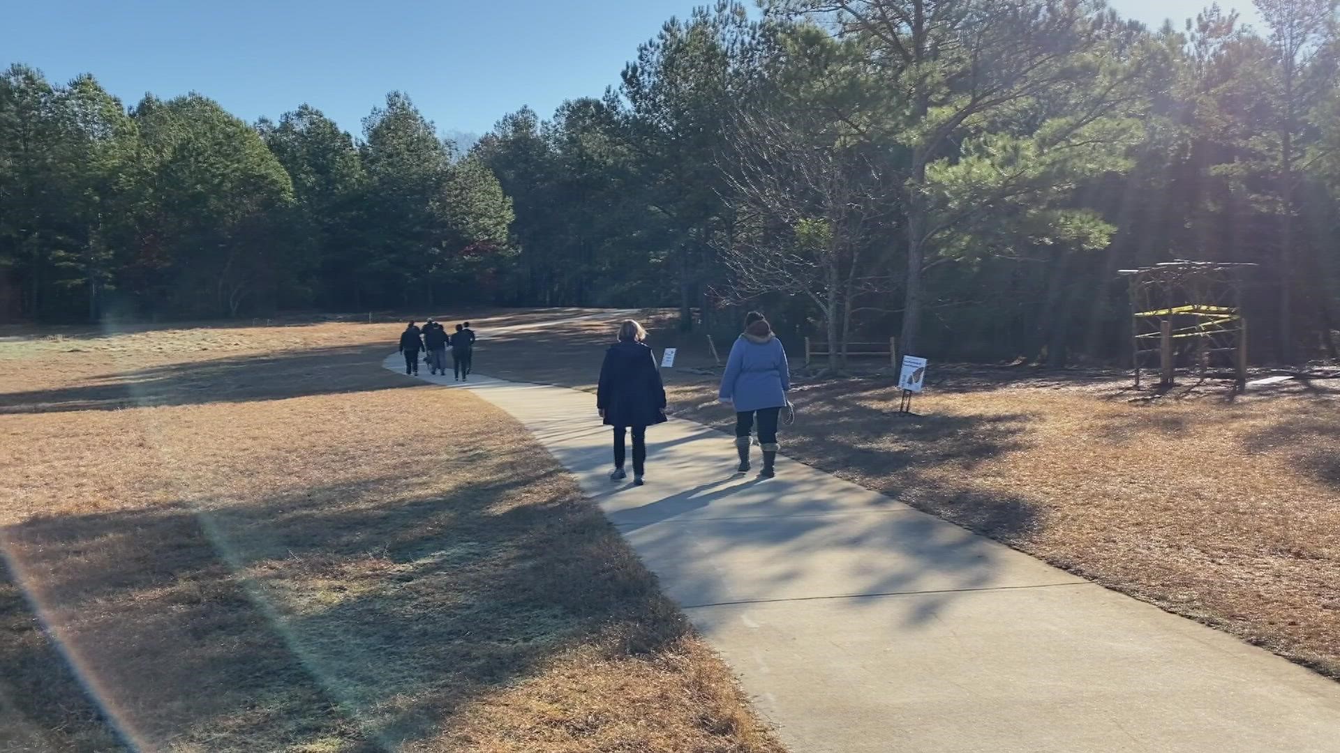 Folks came out to Amerson River Park to walk and stretch to kick off their New Year's resolutions.