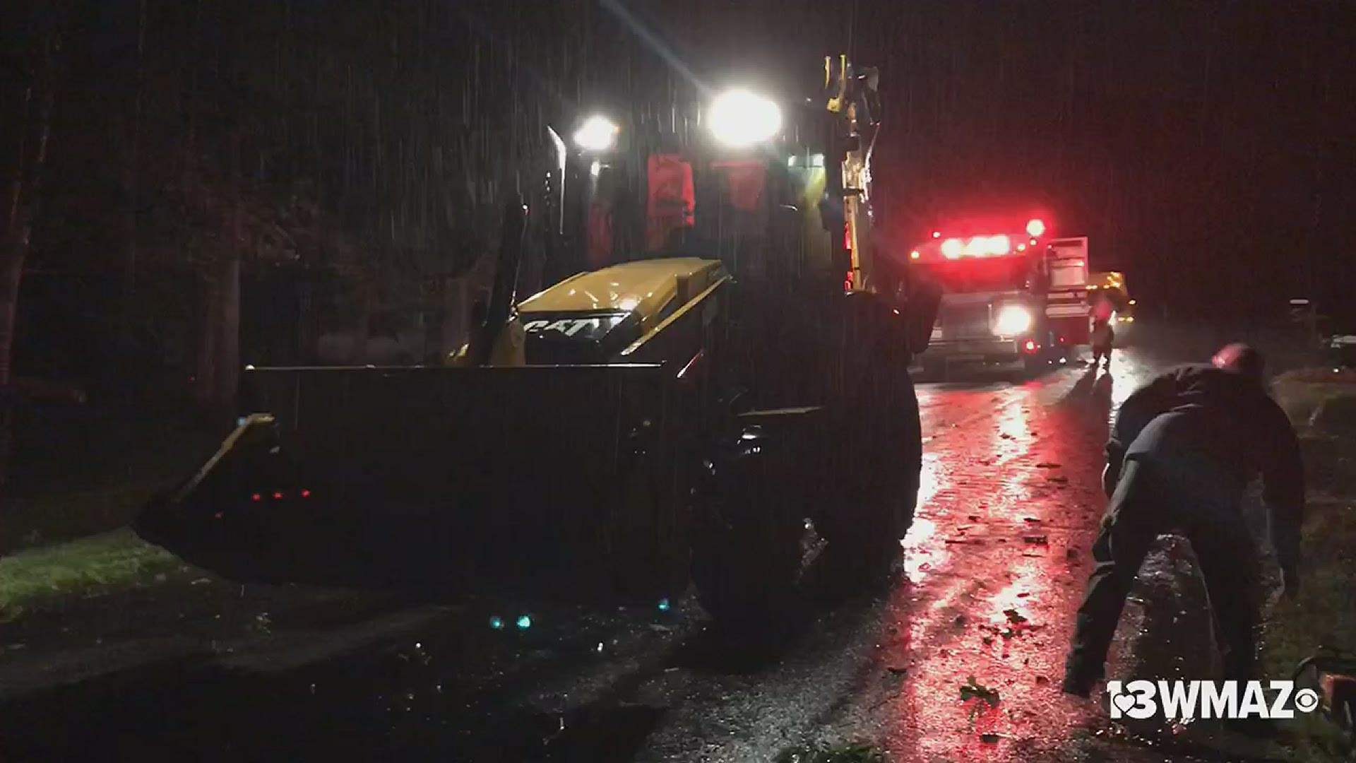 Crews are out on Huddersfield Road in north Macon clearing debris from the road.