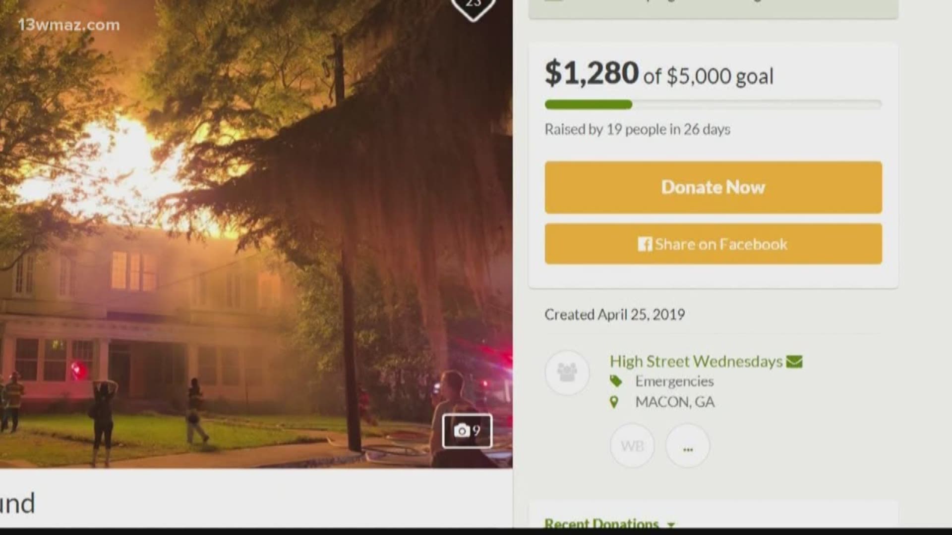 About a month ago a fire burned at least 3 historic homes on High Street. Now, teen Wylie Byrne is raising money to help the people who live there bounce back.