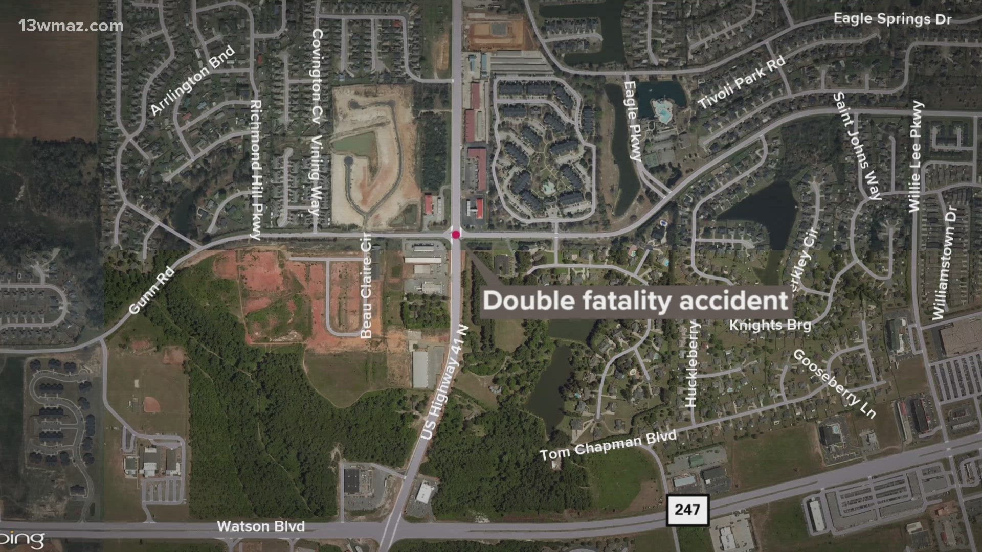 Houston County Coroner James Williams says it happened at around 8:40 p.m. at the intersection of Gunn Road and Highway 41 in Centerville.