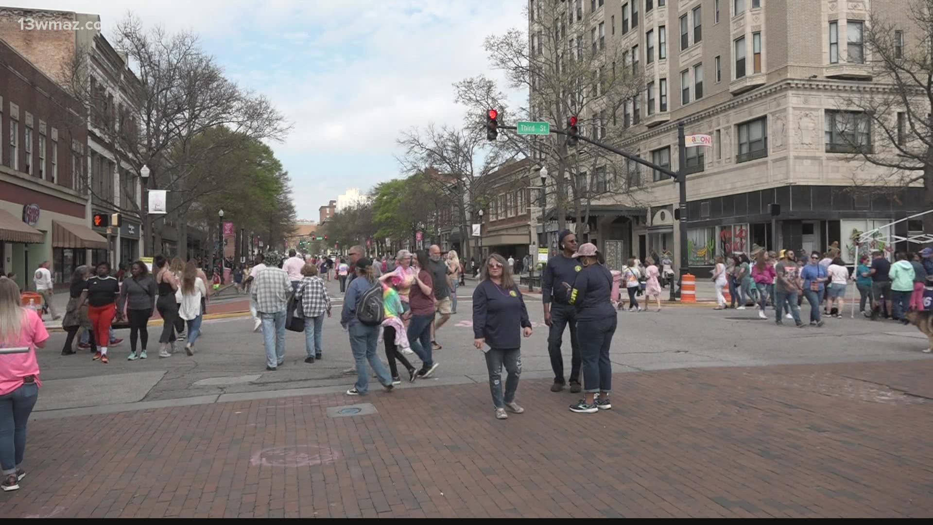 The second day of the Cherry Blossom Festival included dogs swimming and running, and the Macon-Bibb Fire Department defending their bed race title.