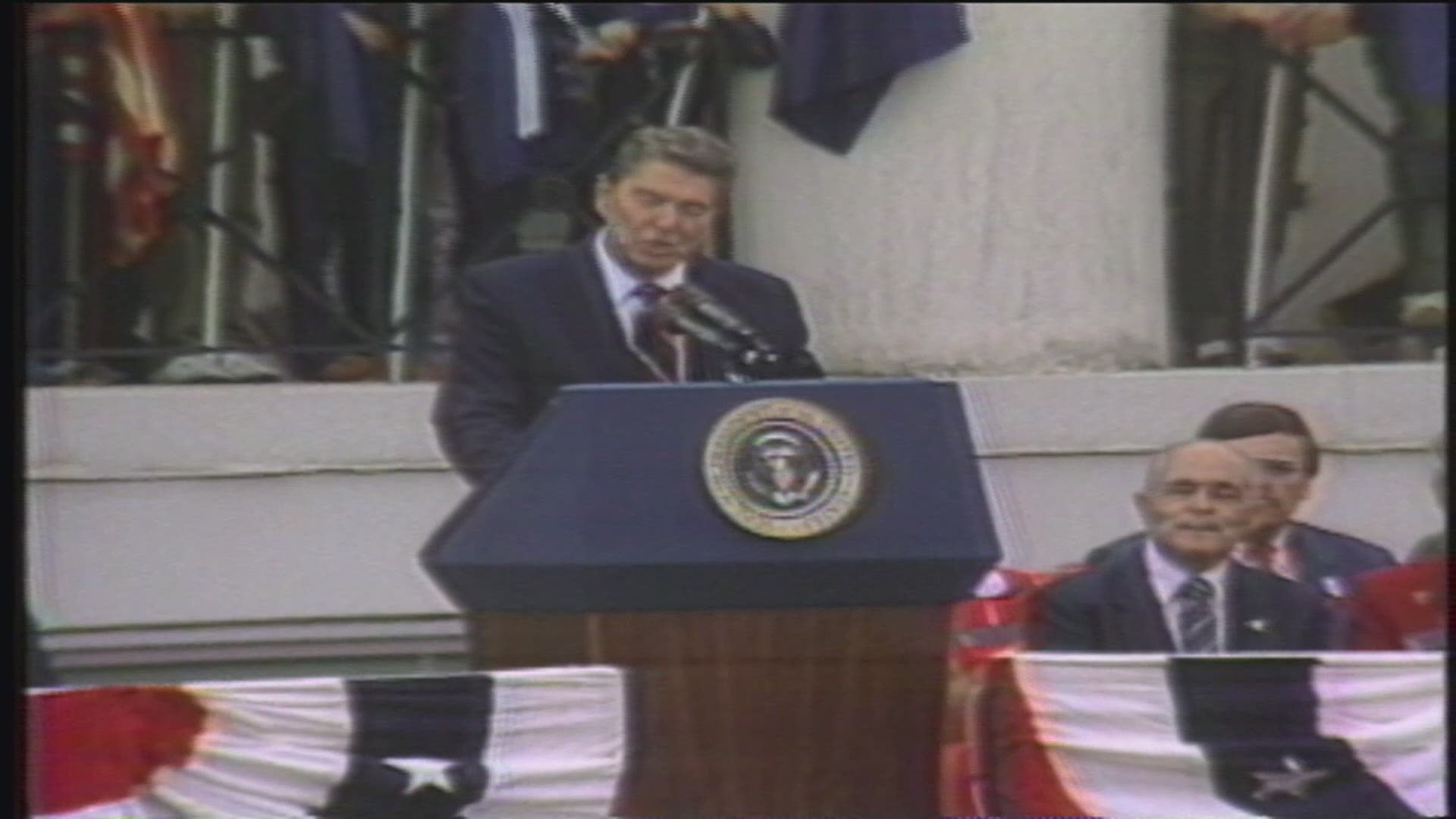 President Ronald Reagan visited Macon 35 years ago while he was campaigning for his second term. Here's archive footage of his speech from that day in October 1984.