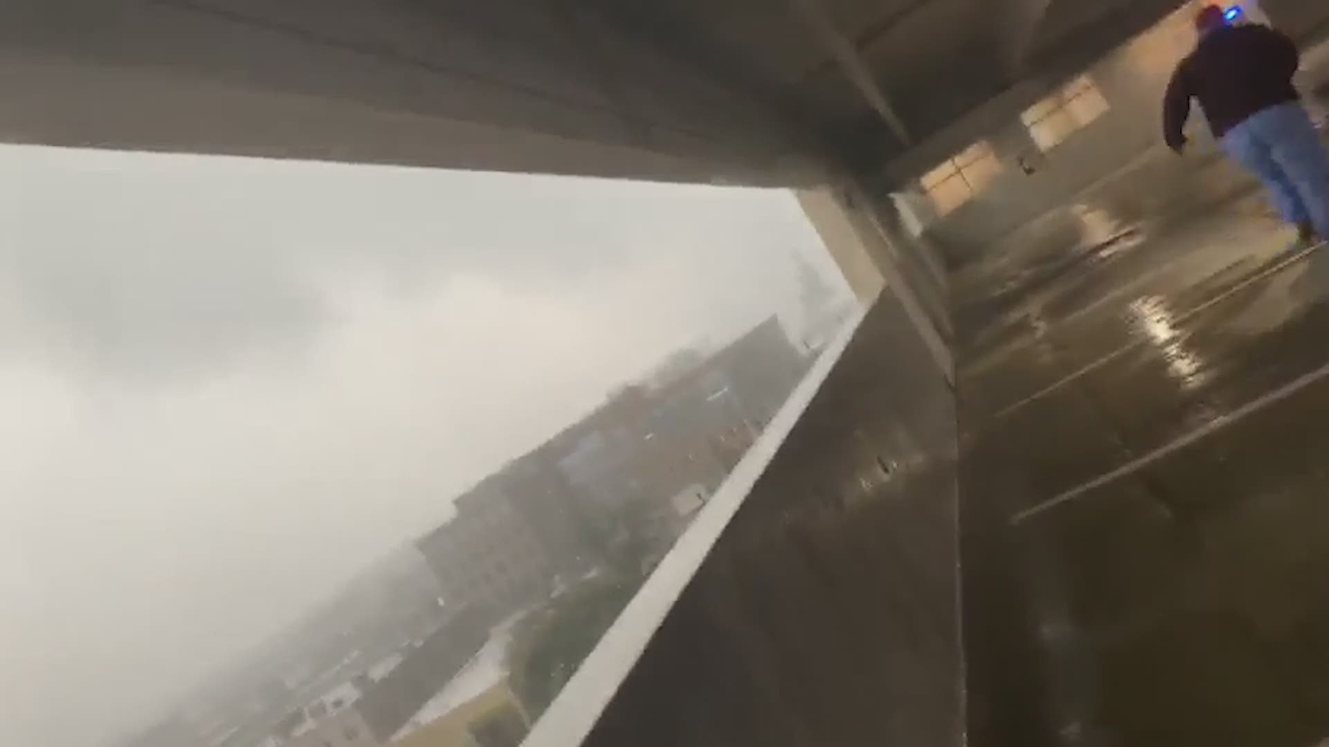 Joshua White was able to capture the video from a downtown Macon parking garage.