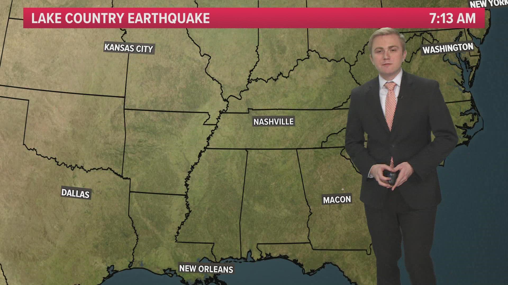 The USGS confirms an magnitude 2.2 earthquake struck southern Putnam County near Lake Sinclair.