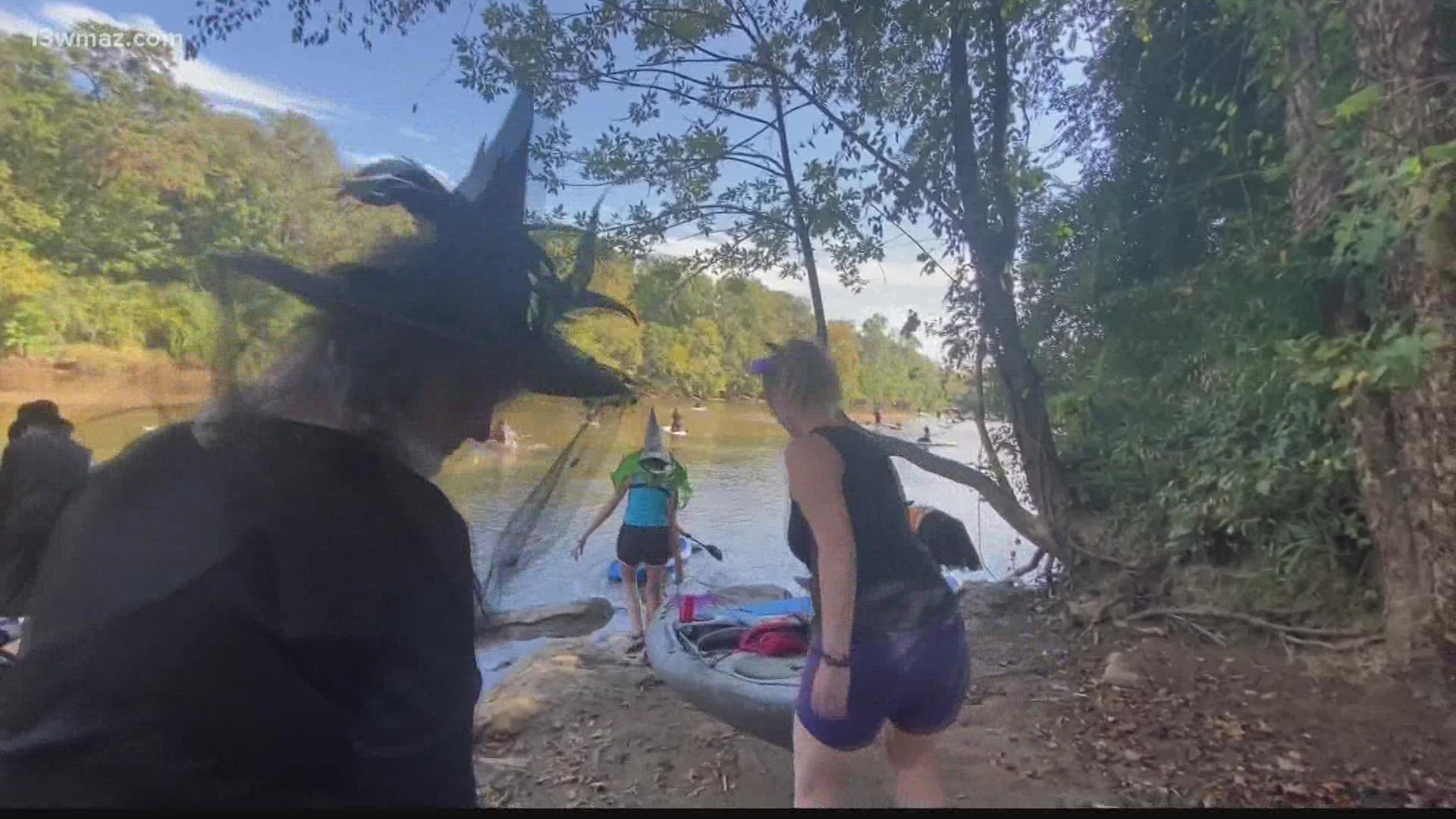People dressed as witches, warlocks and wizards floated down the the Ocmulgee River Sunday afternoon.