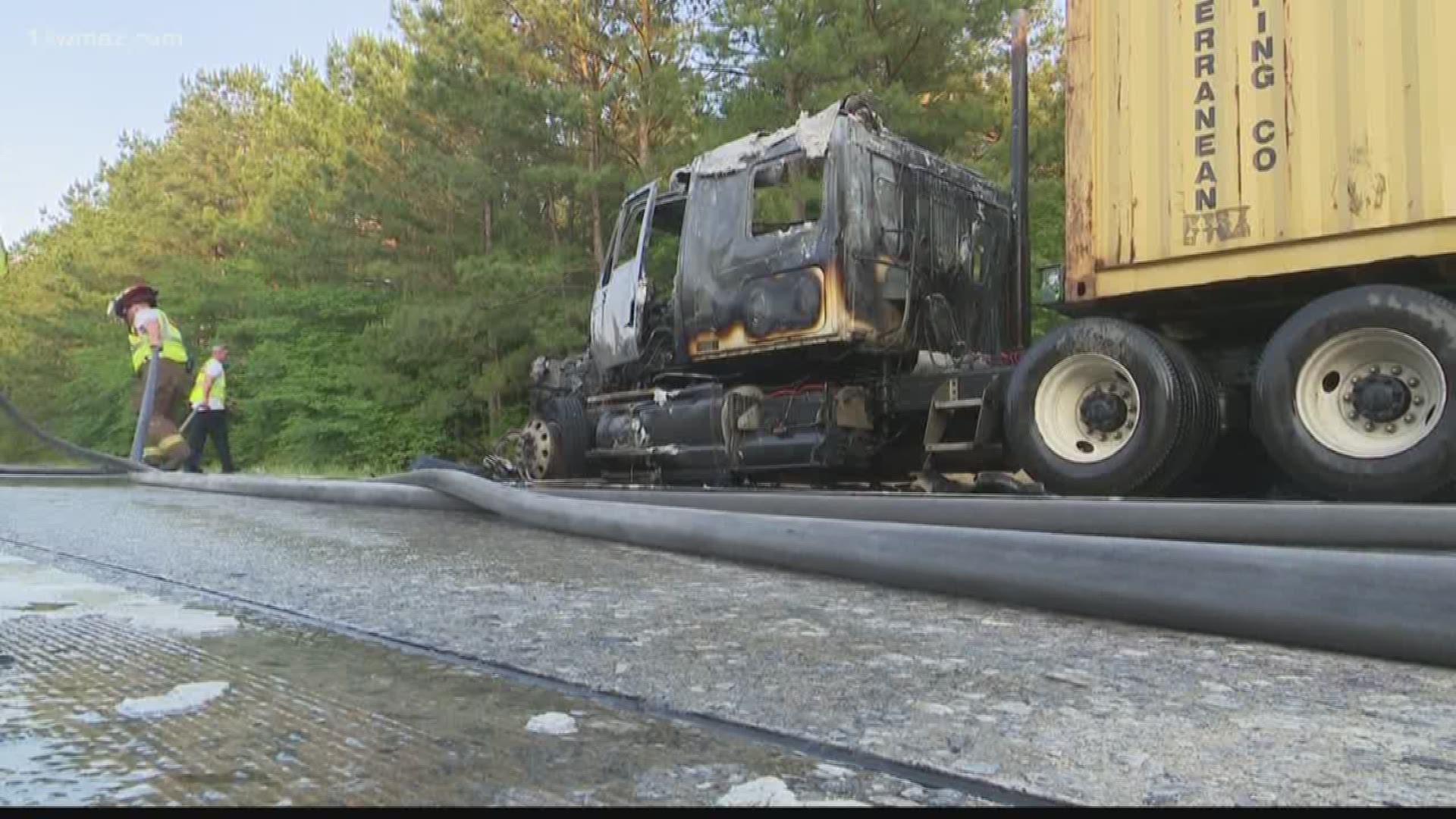Semi truck catches fire on I-75