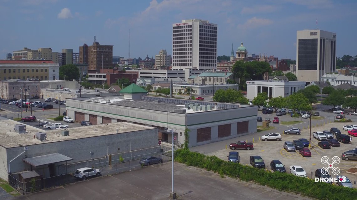 Aerial View Shows Different Side Of Downtown Macon