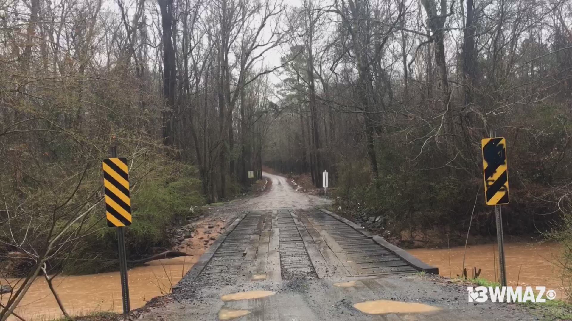 Several roads around Monroe County are closed after being washed out by flooding from heavy rainfall throughout the week. This is Montpelier Springs Road.