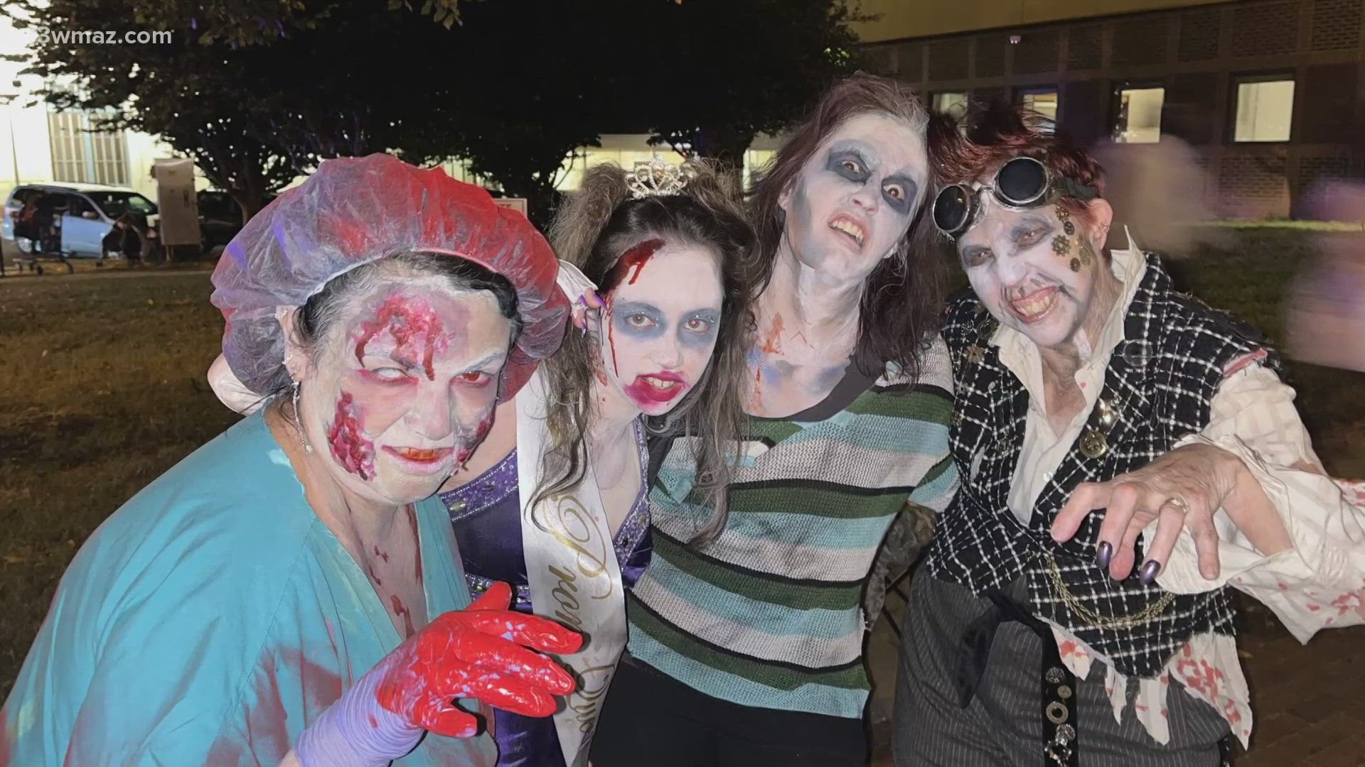 On Saturday night, 100 zombies recreated the 1982 classic music video on Cherry Street Plaza ahead of Halloween.