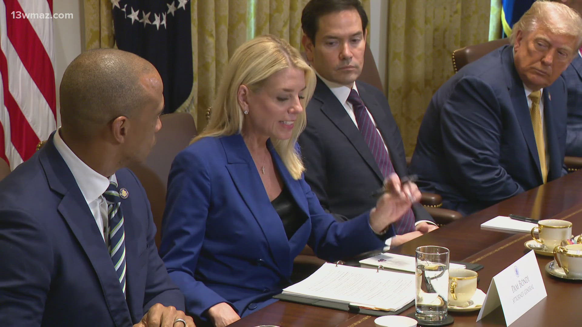 Attorney General Pam Bondi suggested Tuesday that she has no plans to step down as she dodged questions about Jeffrey Epstein and her clash with a top FBI official.