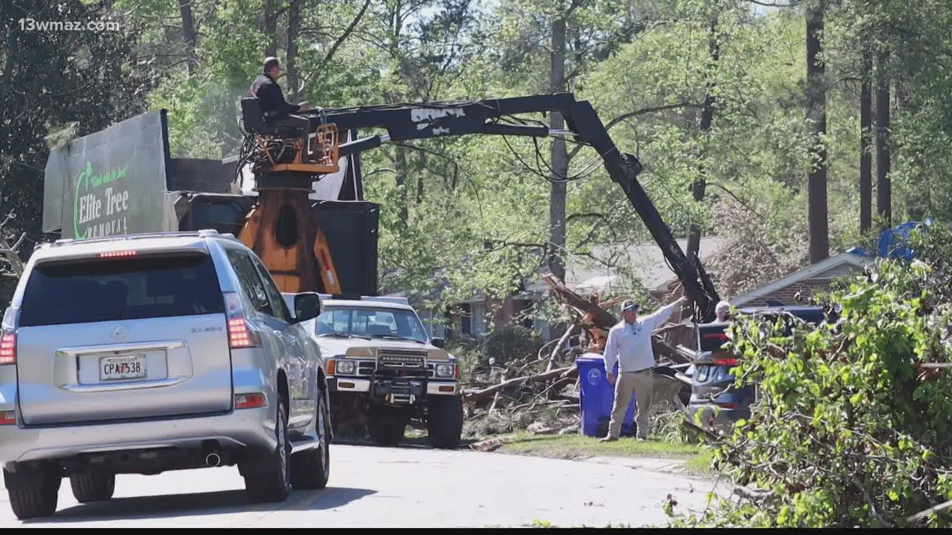 After this week's devastating storms, Bibb County crews are now clearing debris with a little help from the state.
