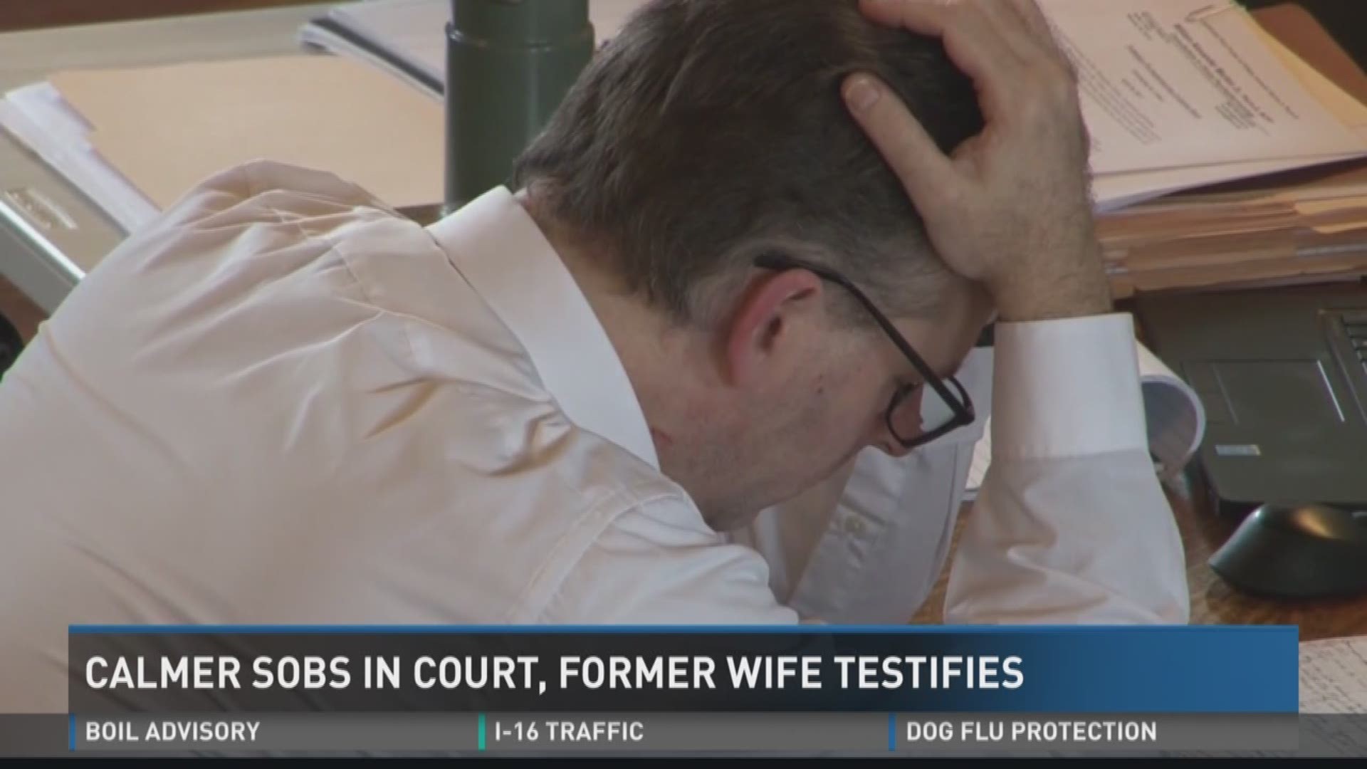 Christopher Calmer sobs in court, ex-wife testifies