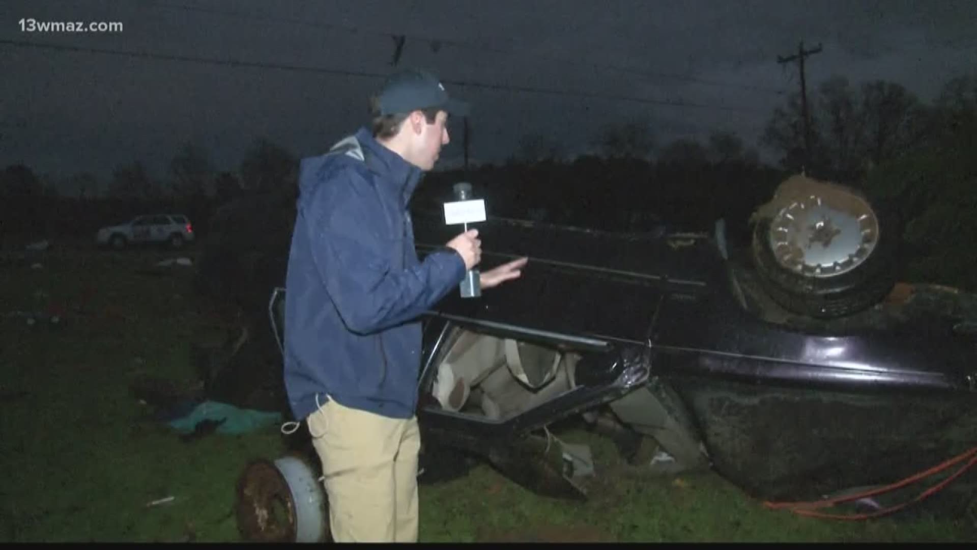 Storm damages properties near the Peach-Crawford County line. Peach County Sheriff Terry Deese says a woman was in the home when the storm came through, and she broke her leg.